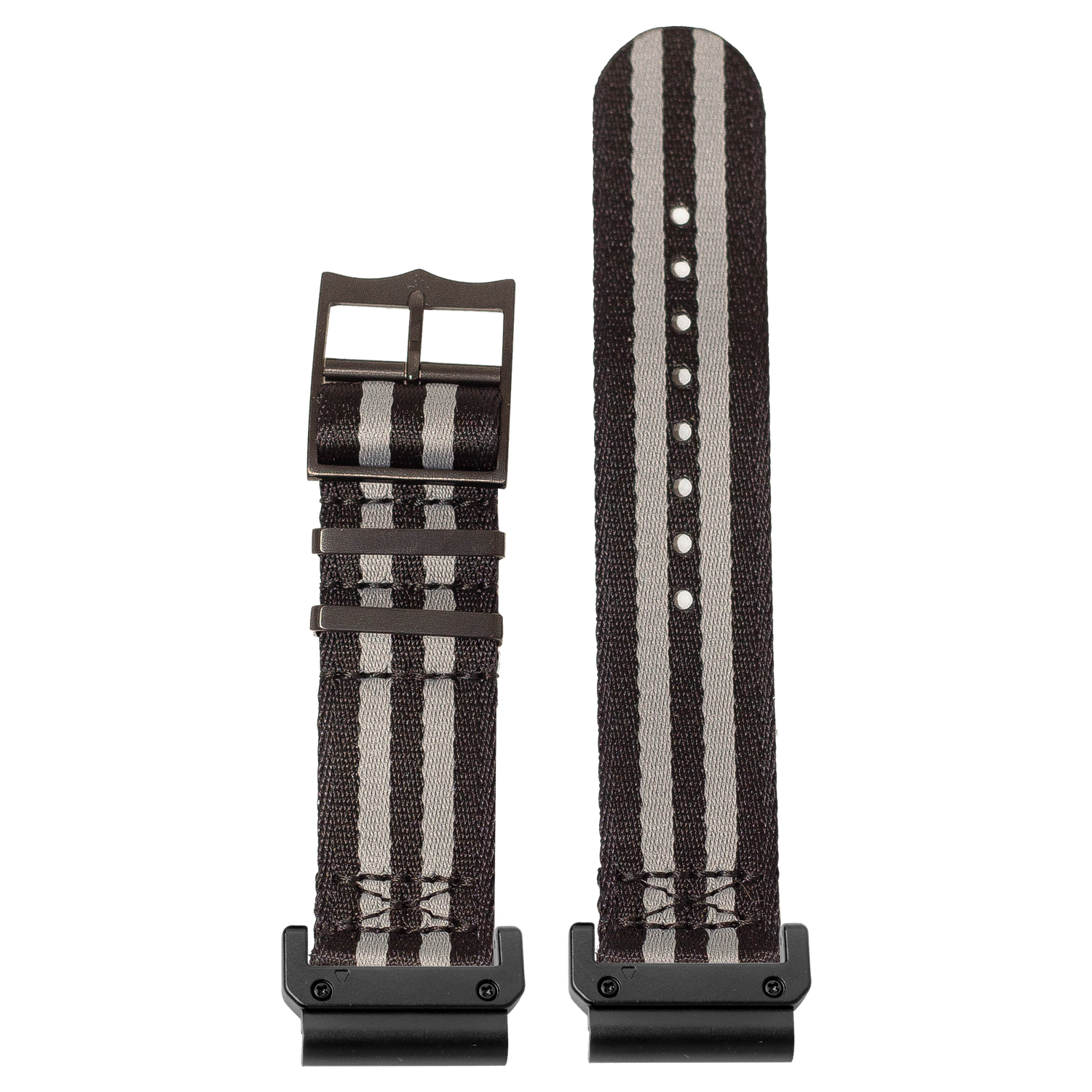 Ultra Militex Stealth Bond Black Grey Black Hardware strap with QuickFit adapters attached to both ends