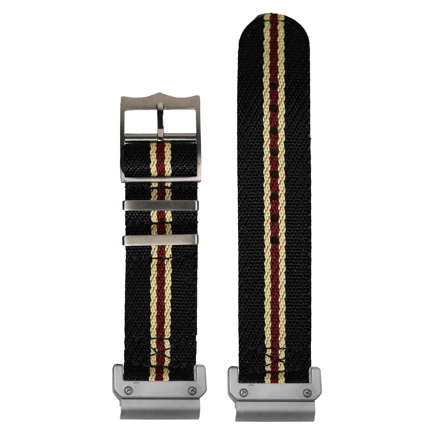 Cross Militex Black Beige Maroon strap with QuickFit adapters attached to both ends