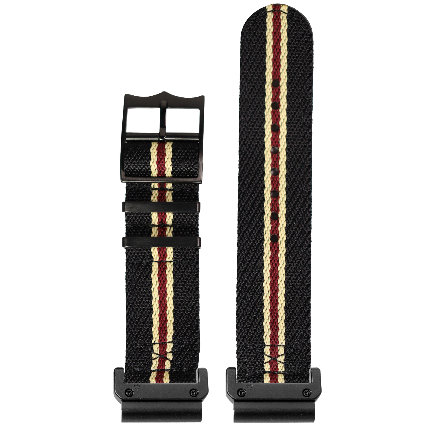Cross Militex Black Beige Maroon Black Hardware strap with QuickFit adapters attached to both ends