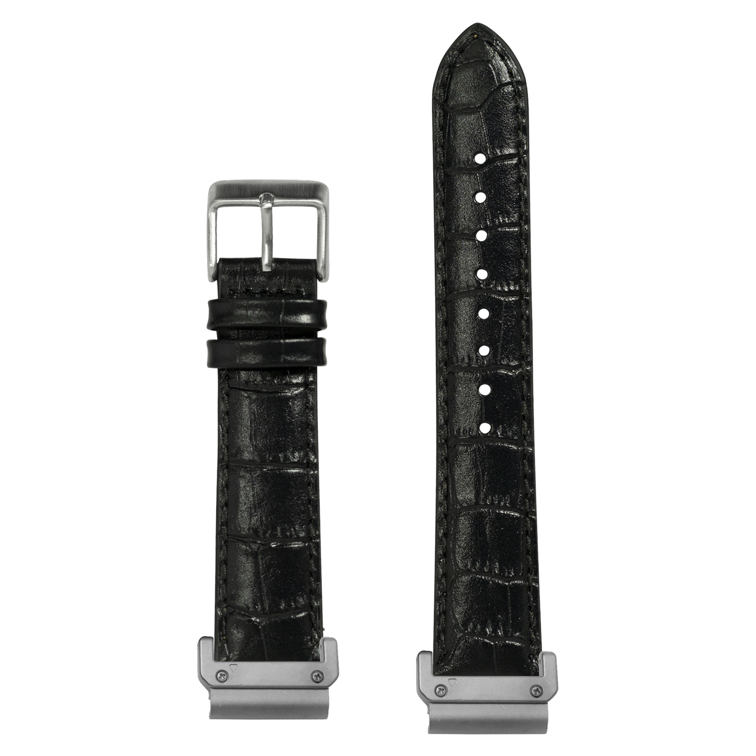 Alligator Leather Black strap with QuickFit adapters attached to both ends