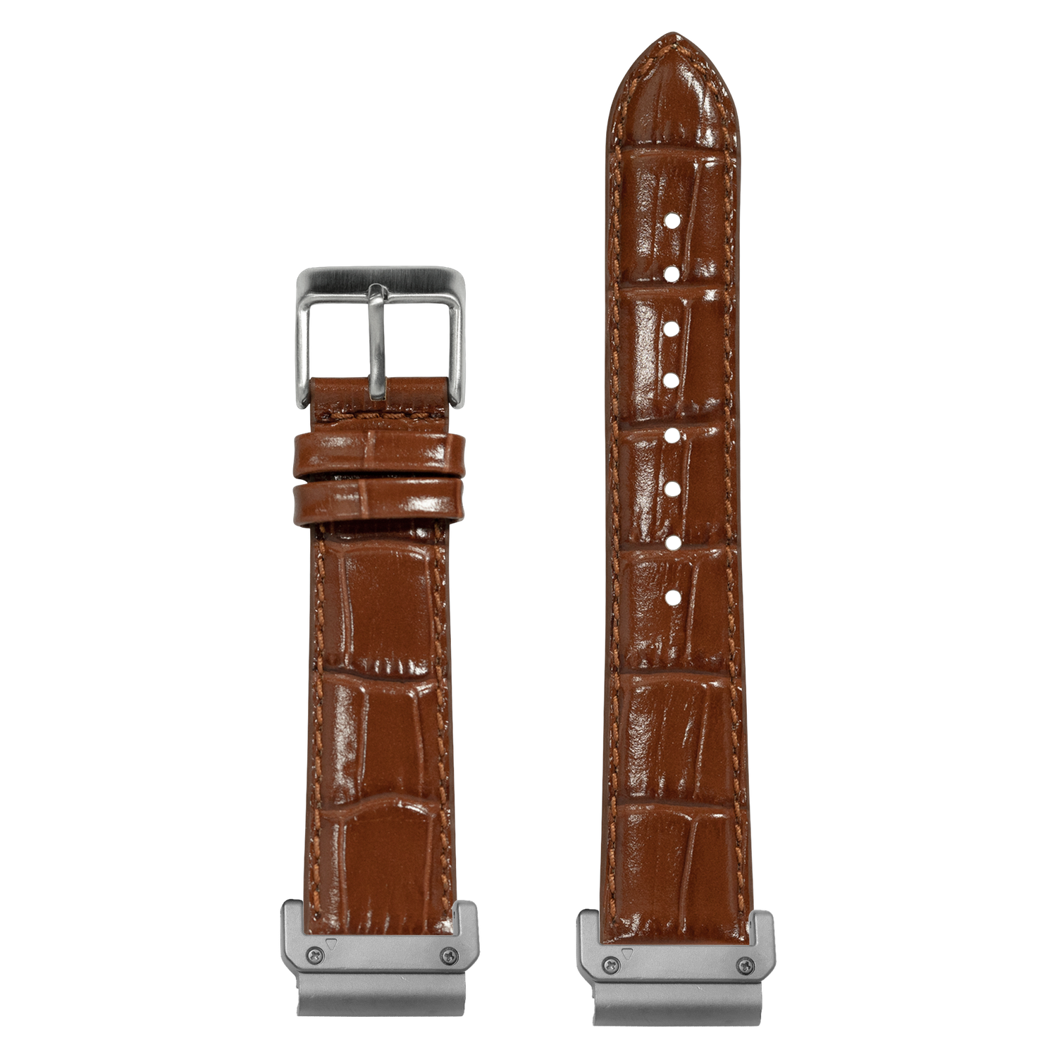 Alligator Leather Brown strap with QuickFit adapters attached to both ends