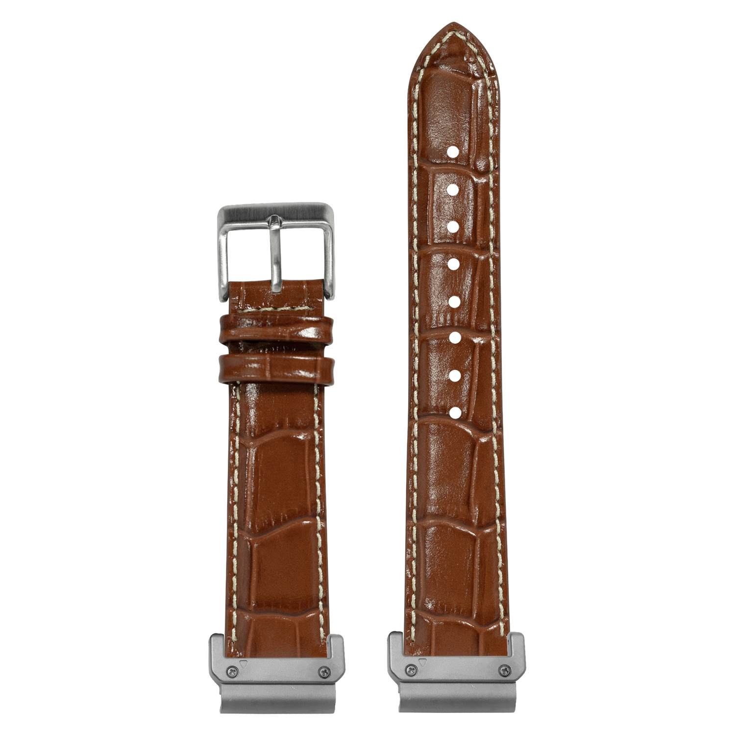 Watch strap with QuickFit 20mm adapters attached to both ends - flat lay
