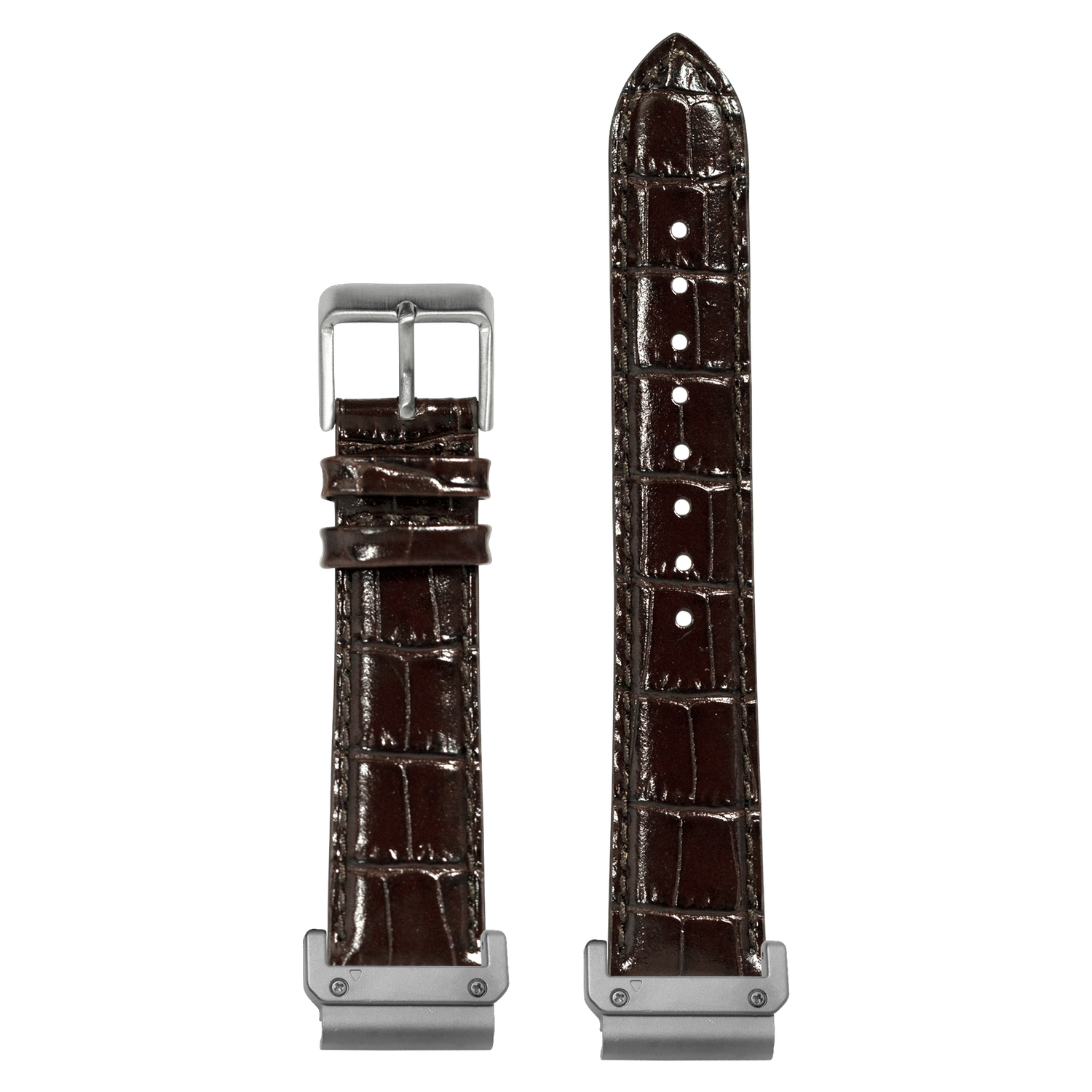 Alligator Leather Dark Brown strap with QuickFit adapters attached to both ends