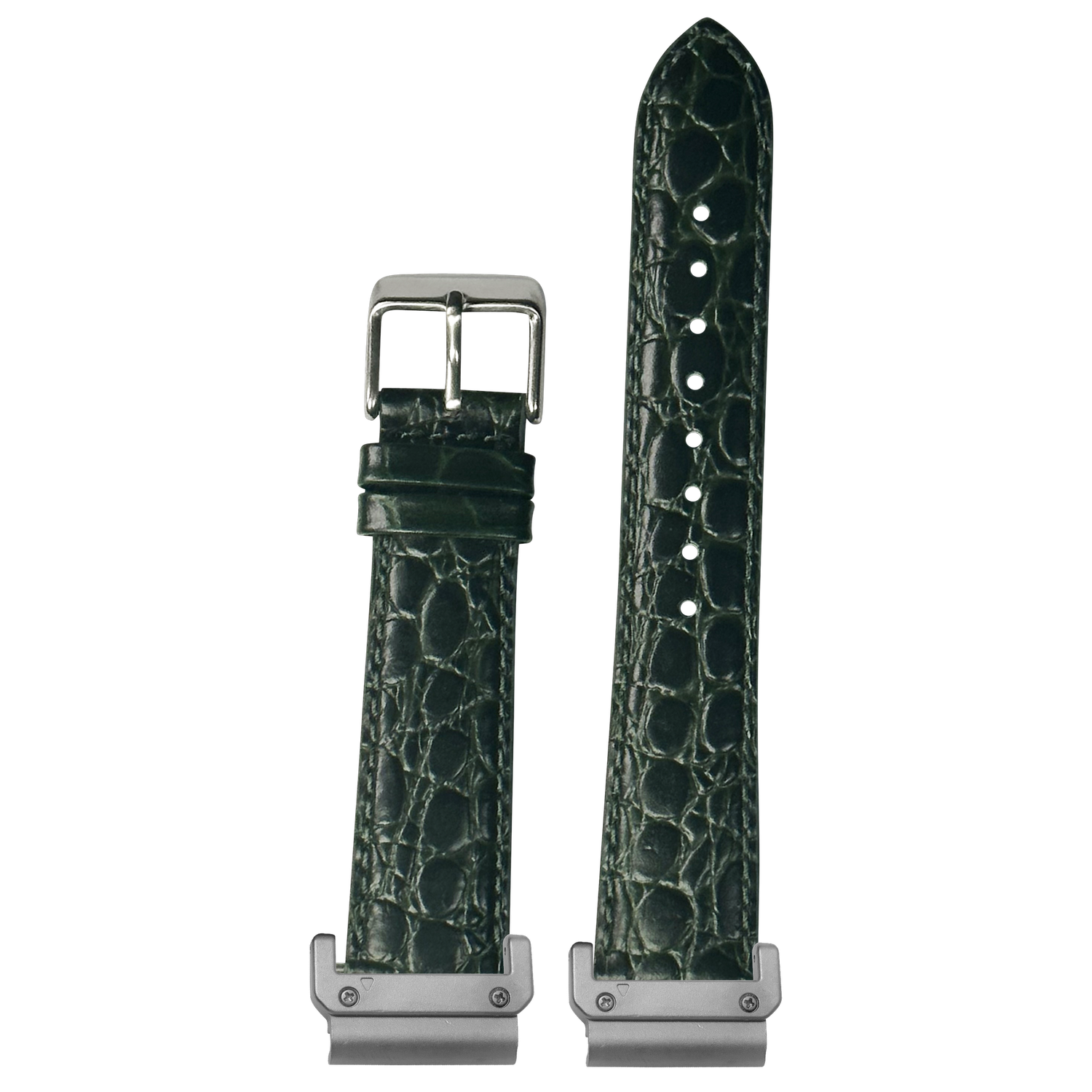 Alligator Leather Dark Green strap with QuickFit adapters attached to both ends