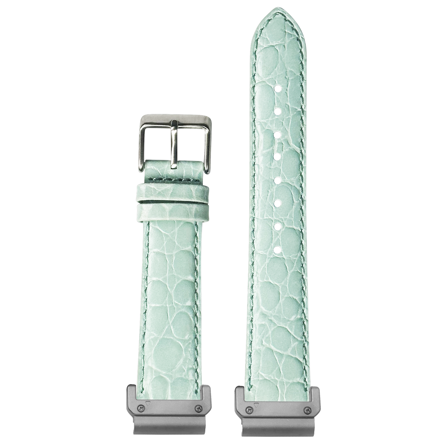 Alligator Leather Light Tiffany Blue strap with QuickFit adapters attached to both ends