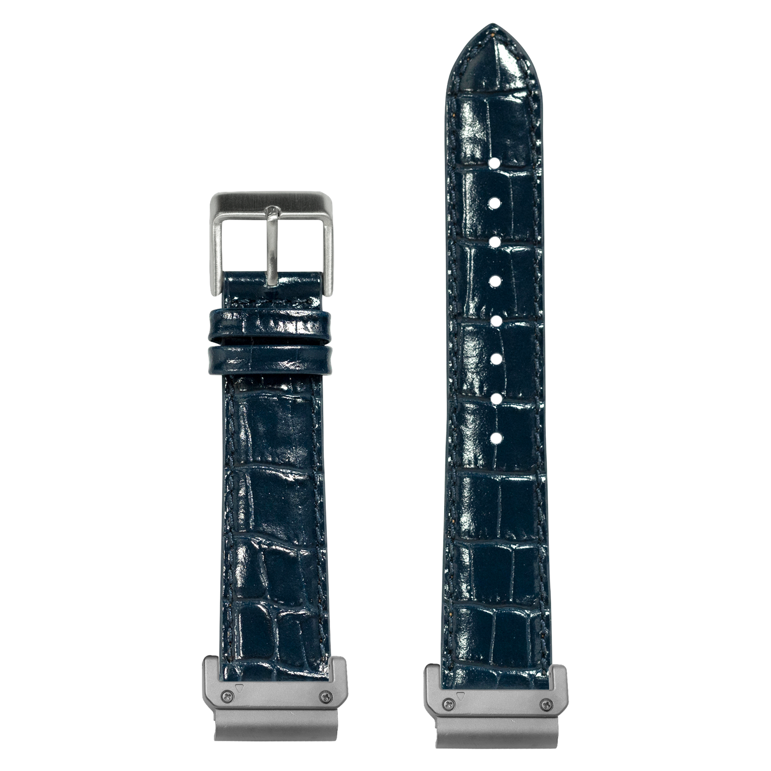 Alligator Leather Navy Blue strap with QuickFit adapters attached to both ends