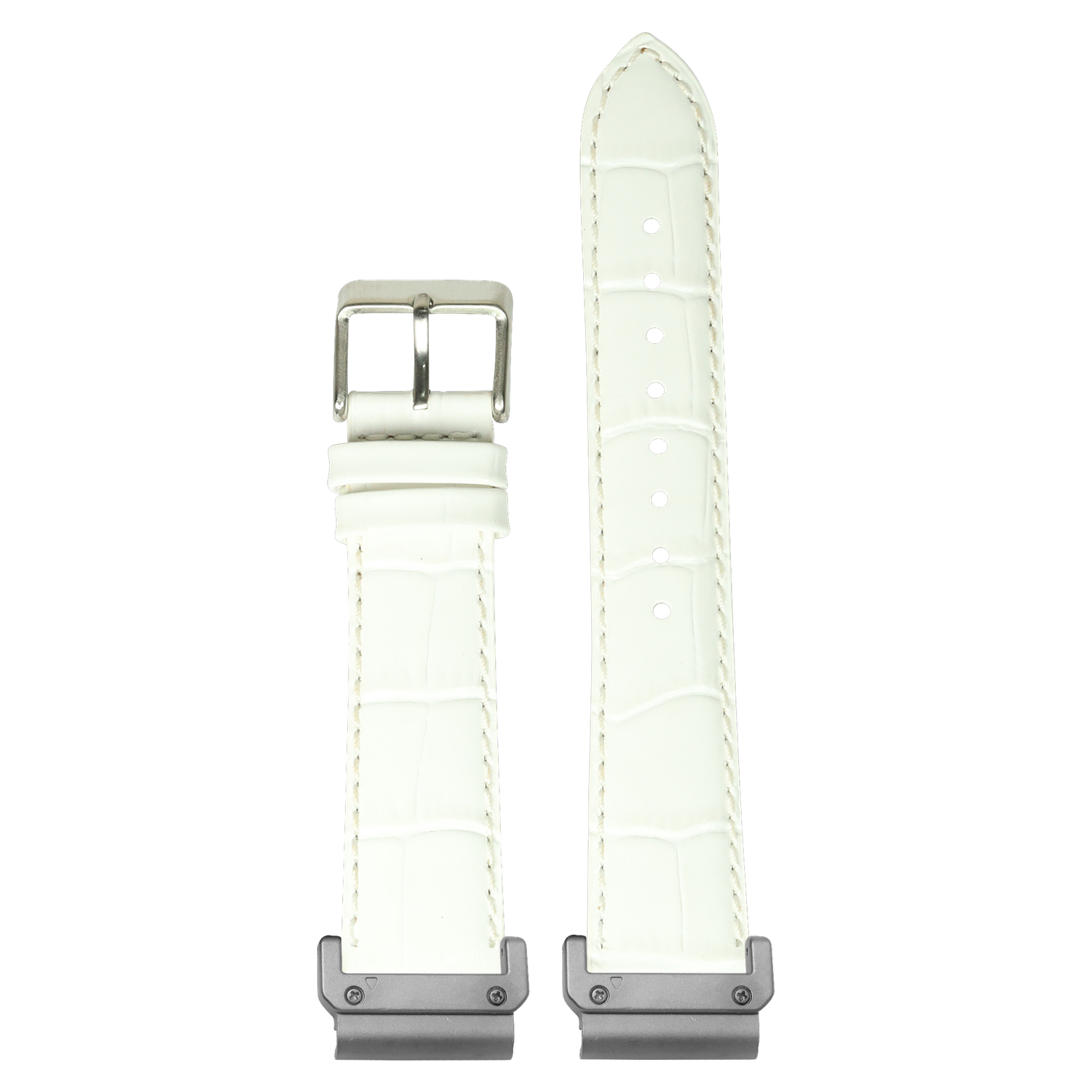 Alligator Leather White strap with QuickFit adapters attached to both ends
