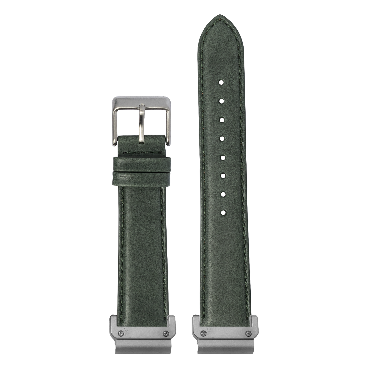 Padded Leather Forest Green strap with QuickFit adapters attached to both ends