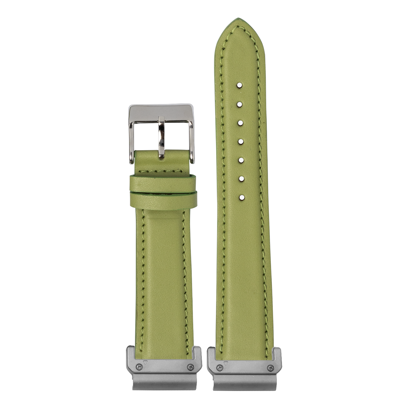Padded Leather Pistachio Green strap with QuickFit adapters attached to both ends
