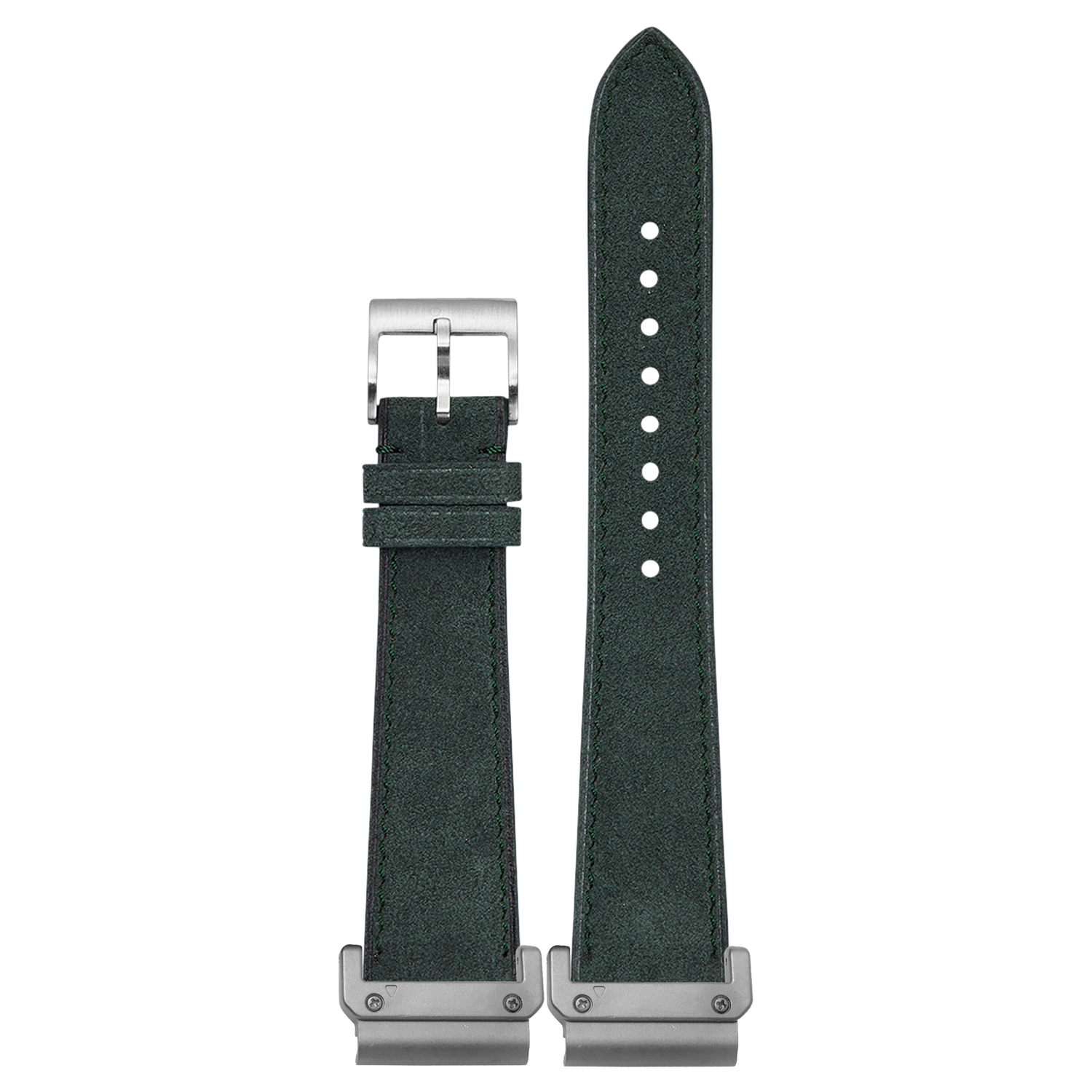 Alcantara Leather Forest Green strap with QuickFit adapters attached to both ends
