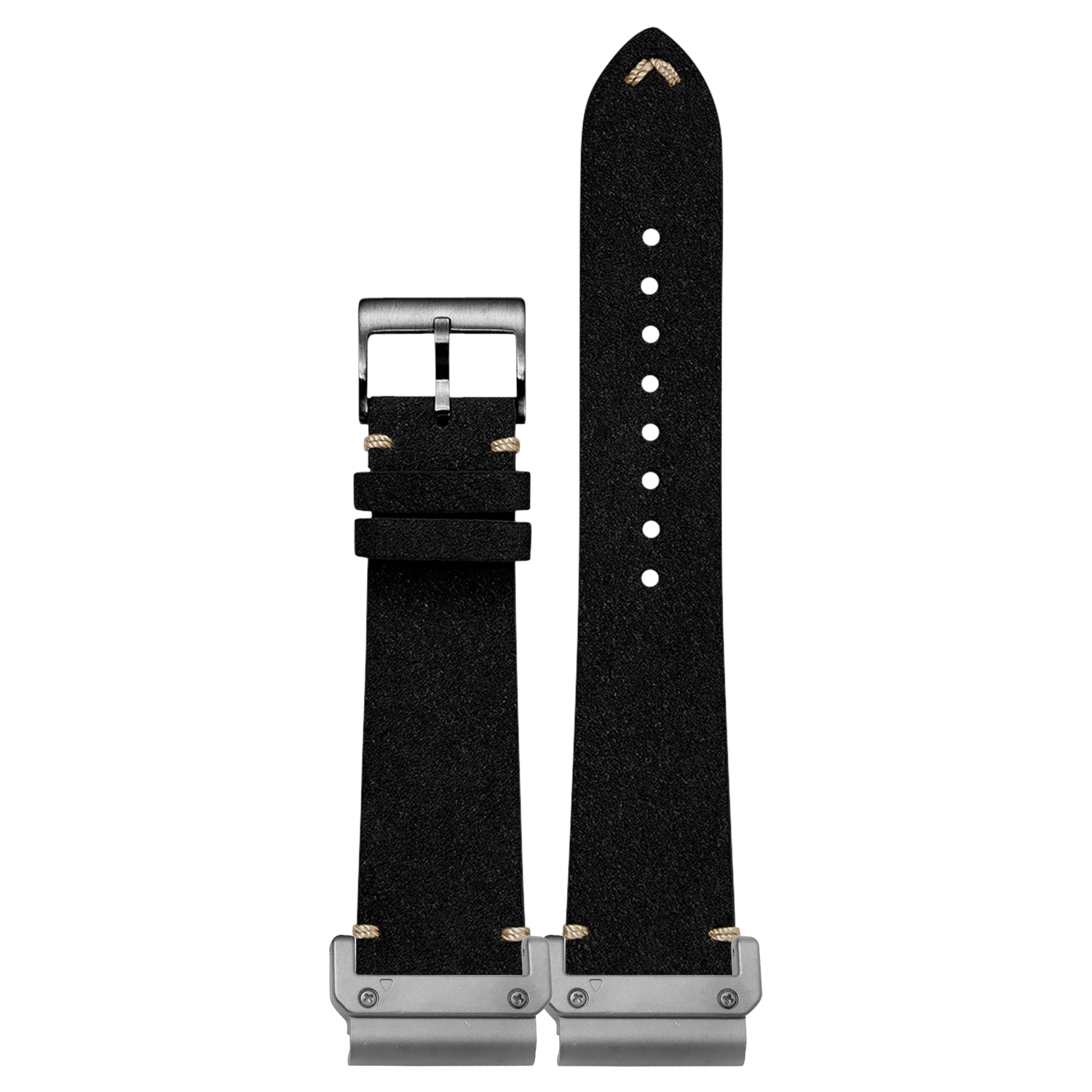 Alcantara Leather Vintage Black strap with QuickFit adapters attached to both ends