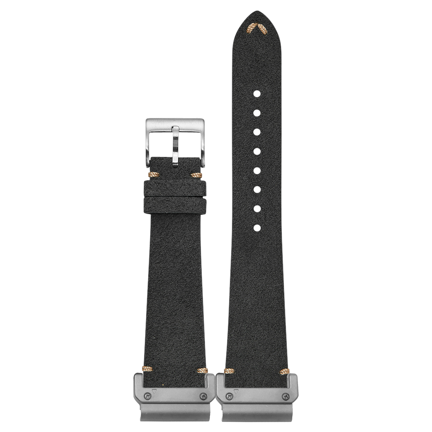 Alcantara Leather Vintage Dark Grey strap with QuickFit adapters attached to both ends