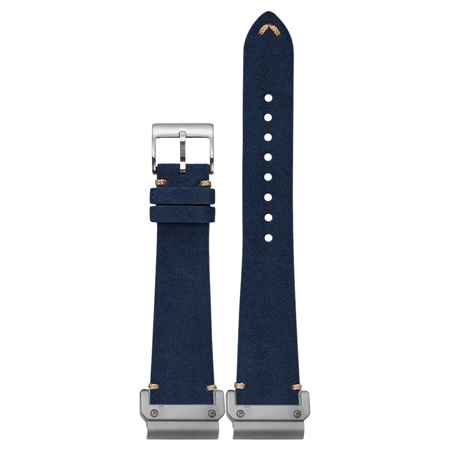 Alcantara Leather Vintage Navy Blue strap with QuickFit adapters attached to both ends
