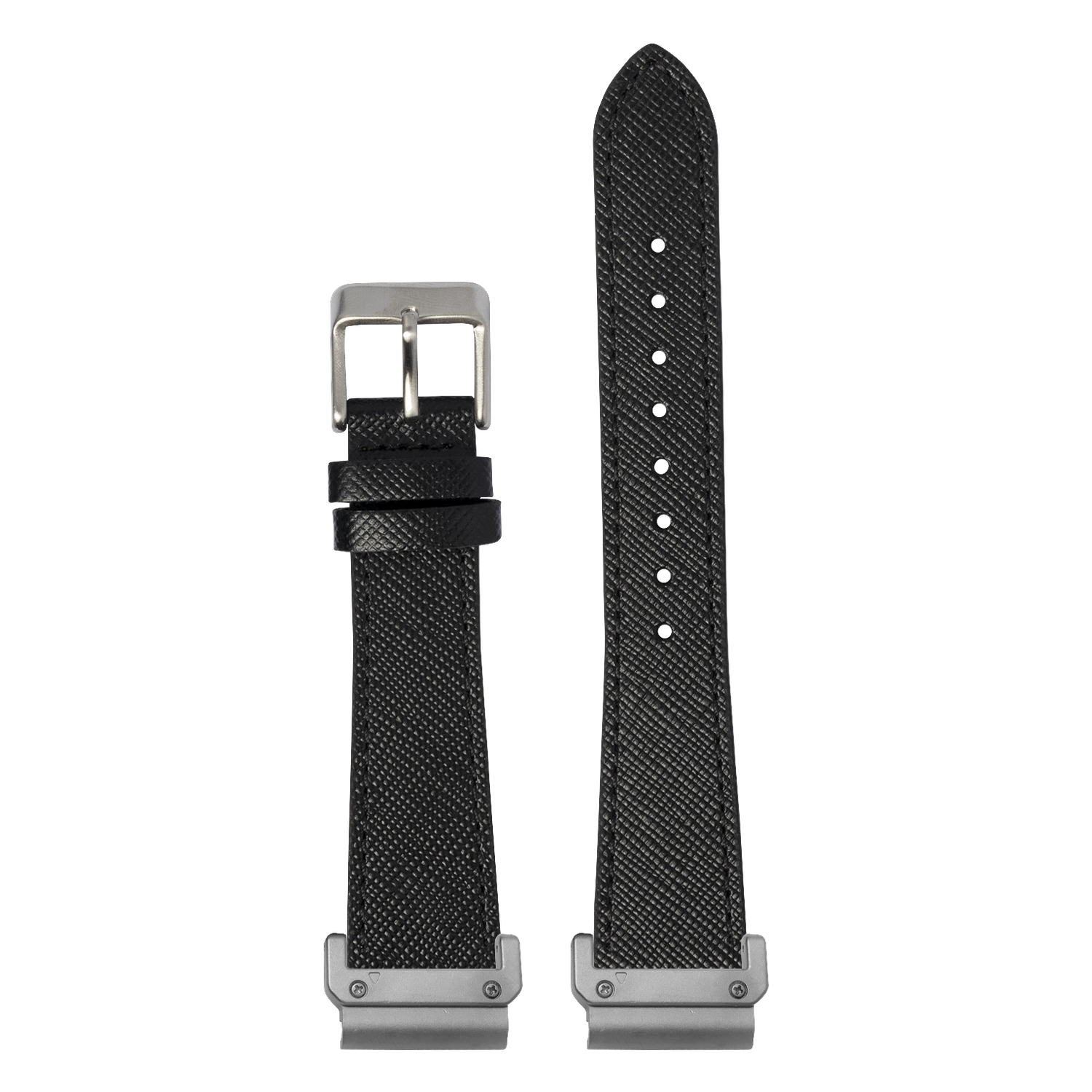 Saffiano Leather Black strap with QuickFit adapters attached to both ends
