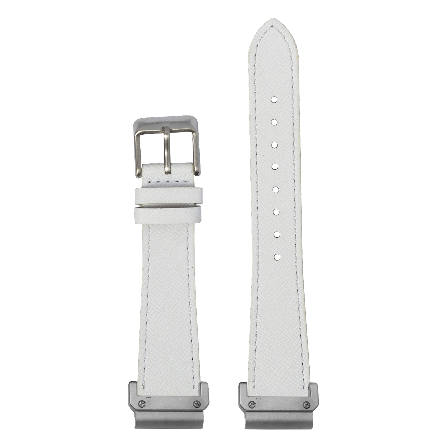 Saffiano Leather White strap with QuickFit adapters attached to both ends