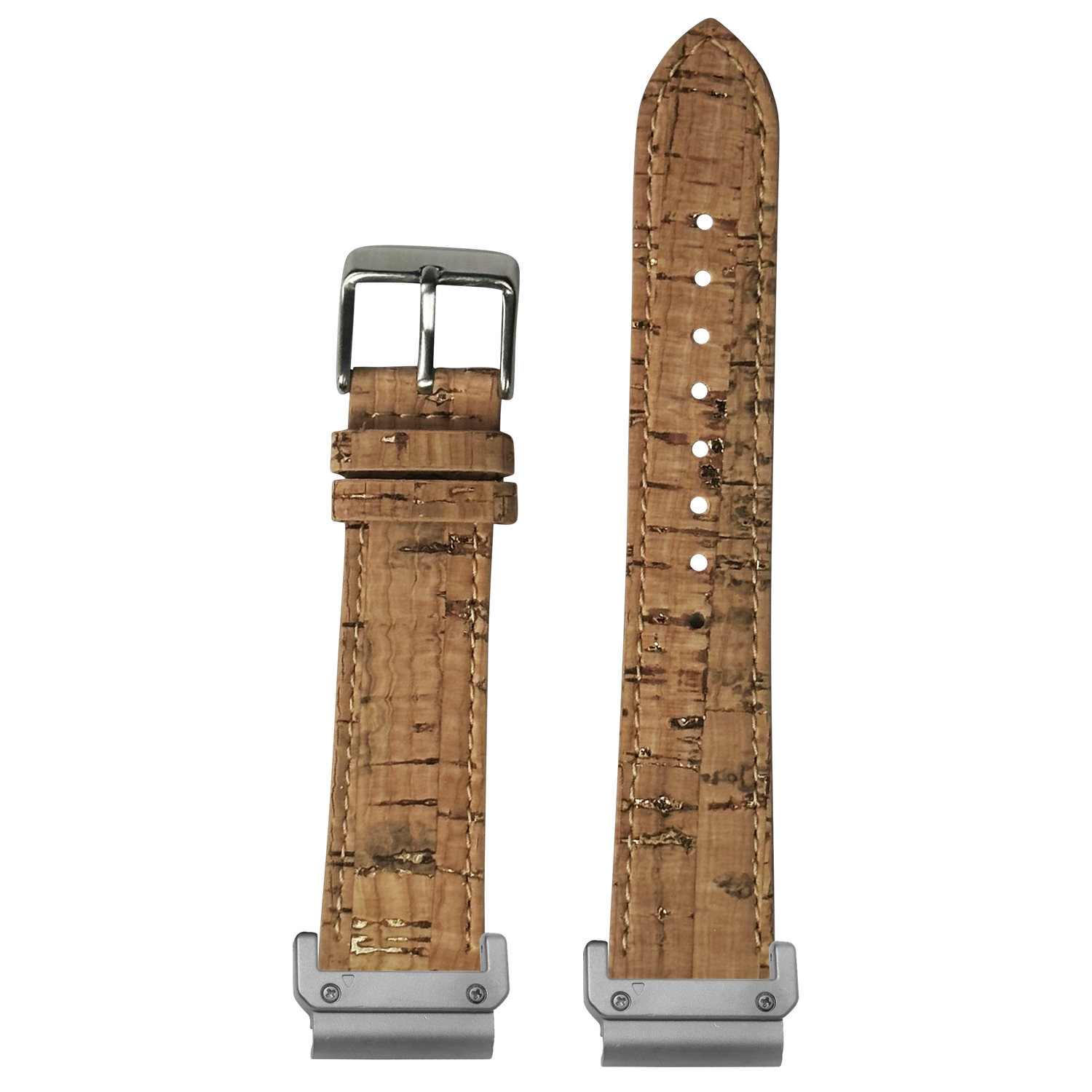 Cork Vegan Leather Strap Brown with QuickFit adapters attached to both ends