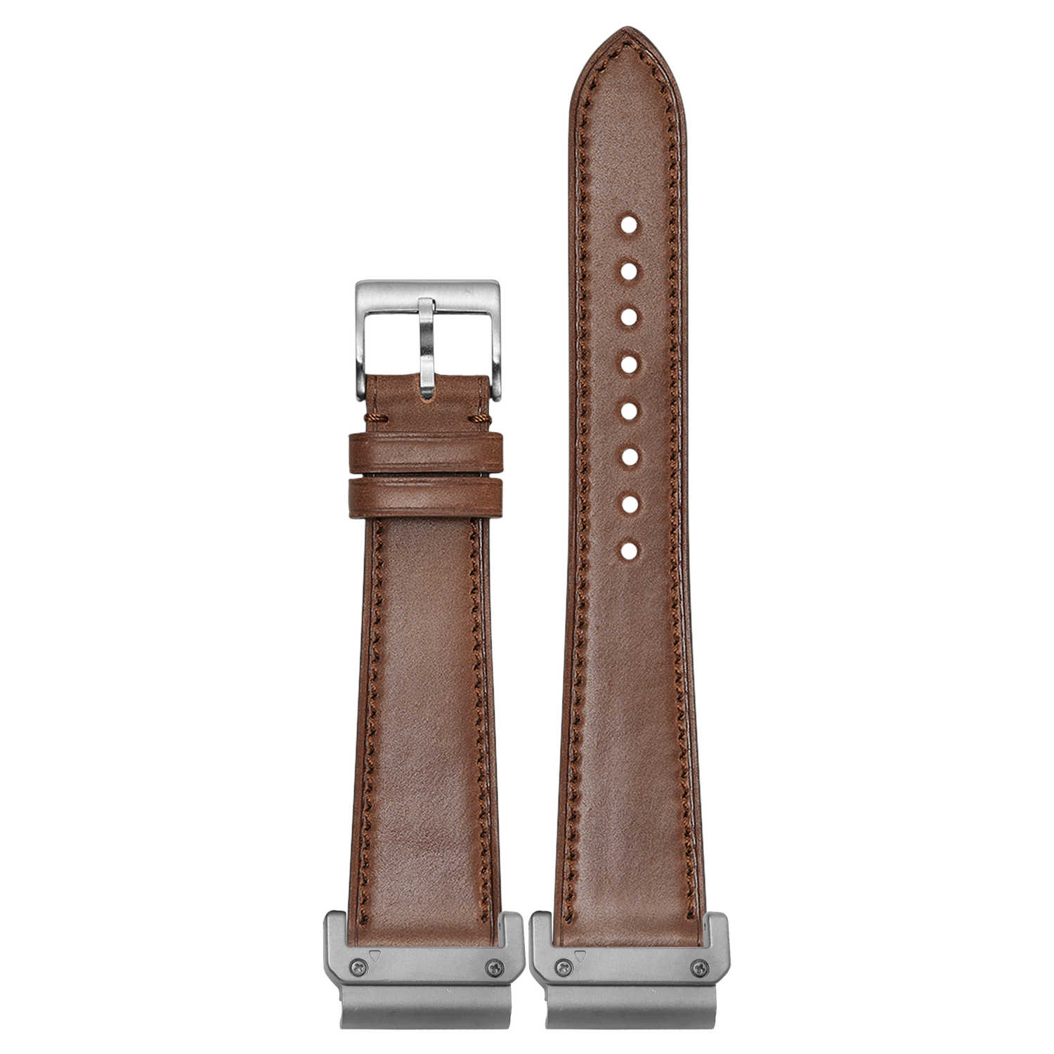 Horween Shell Cordovan Bourbon strap with QuickFit adapters attached to both ends