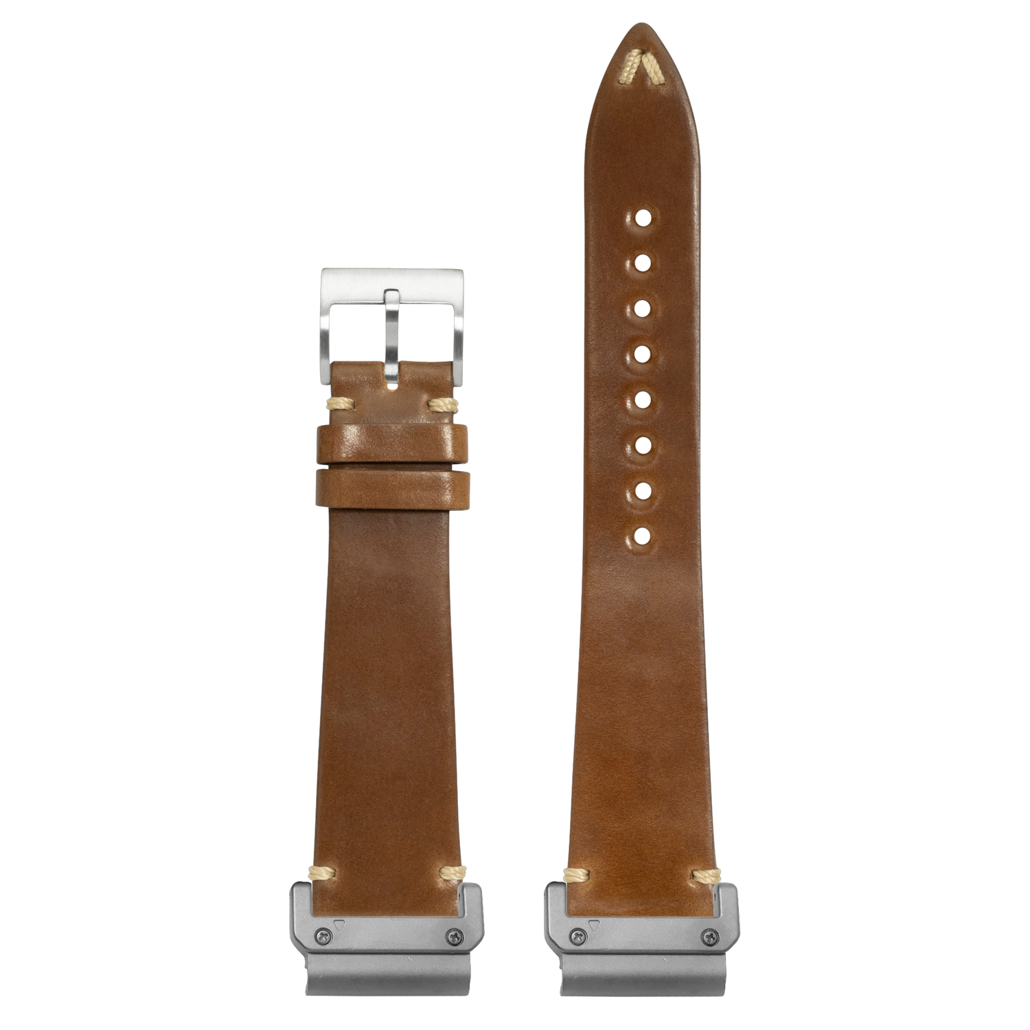 Watch strap with QuickFit 20mm adapters attached to both ends - flat lay