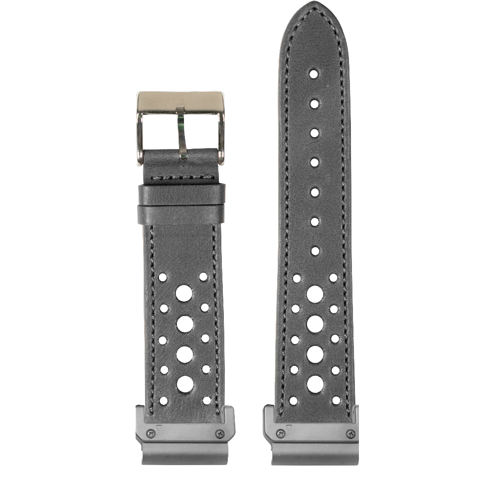 Leather Daytona Black strap with QuickFit adapters attached to both ends