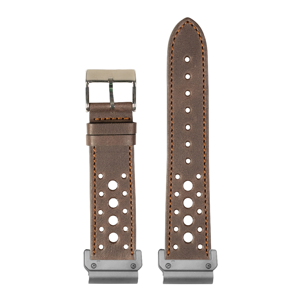 Leather Daytona Dark Brown strap with QuickFit adapters attached to both ends