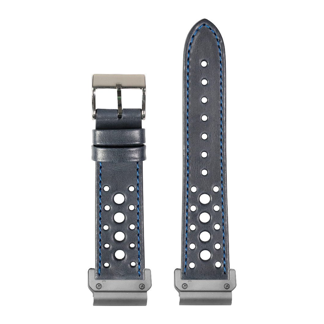 Leather Daytona Navy Blue strap with QuickFit adapters attached to both ends
