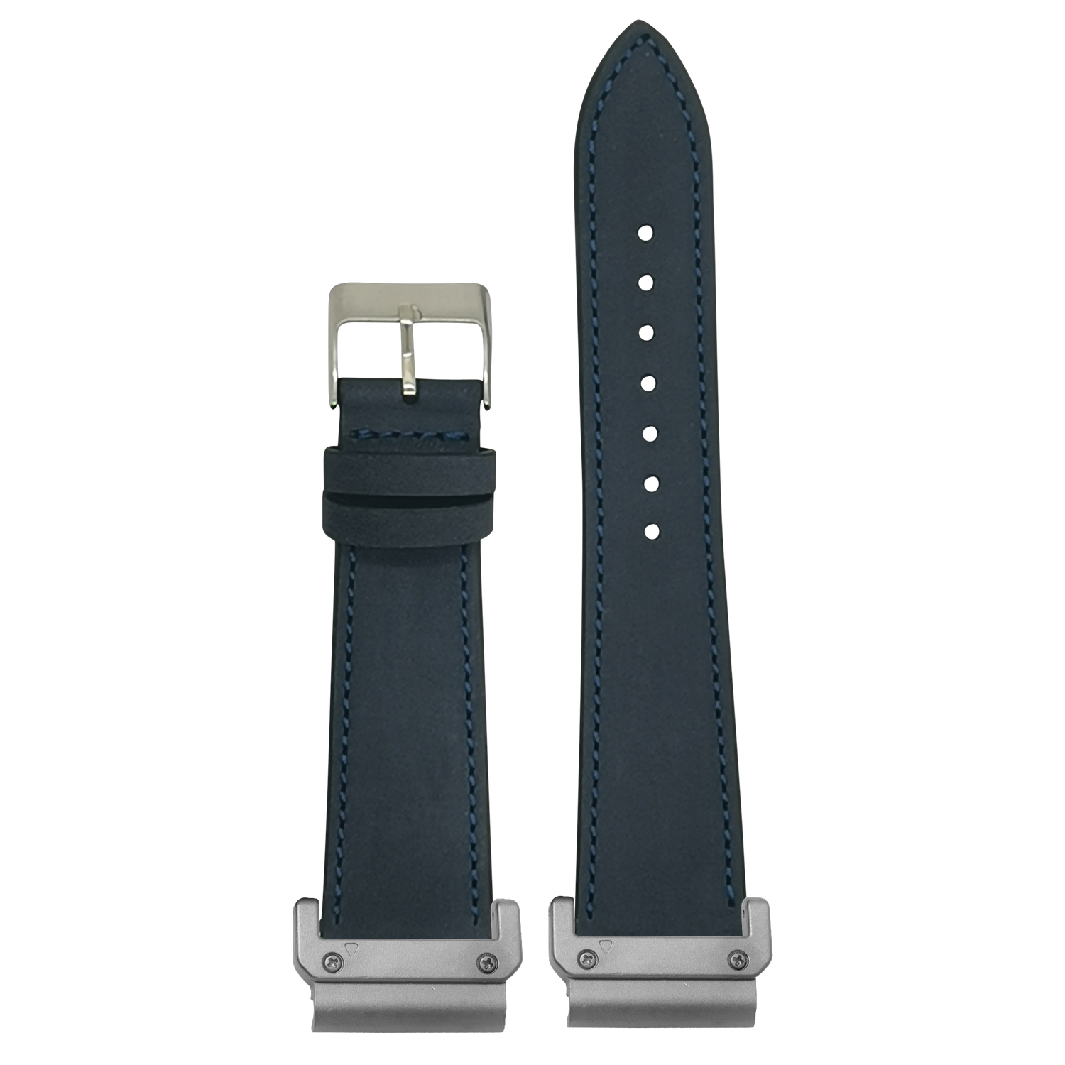 Nubuck Leather Navy Blue strap with QuickFit adapters attached to both ends