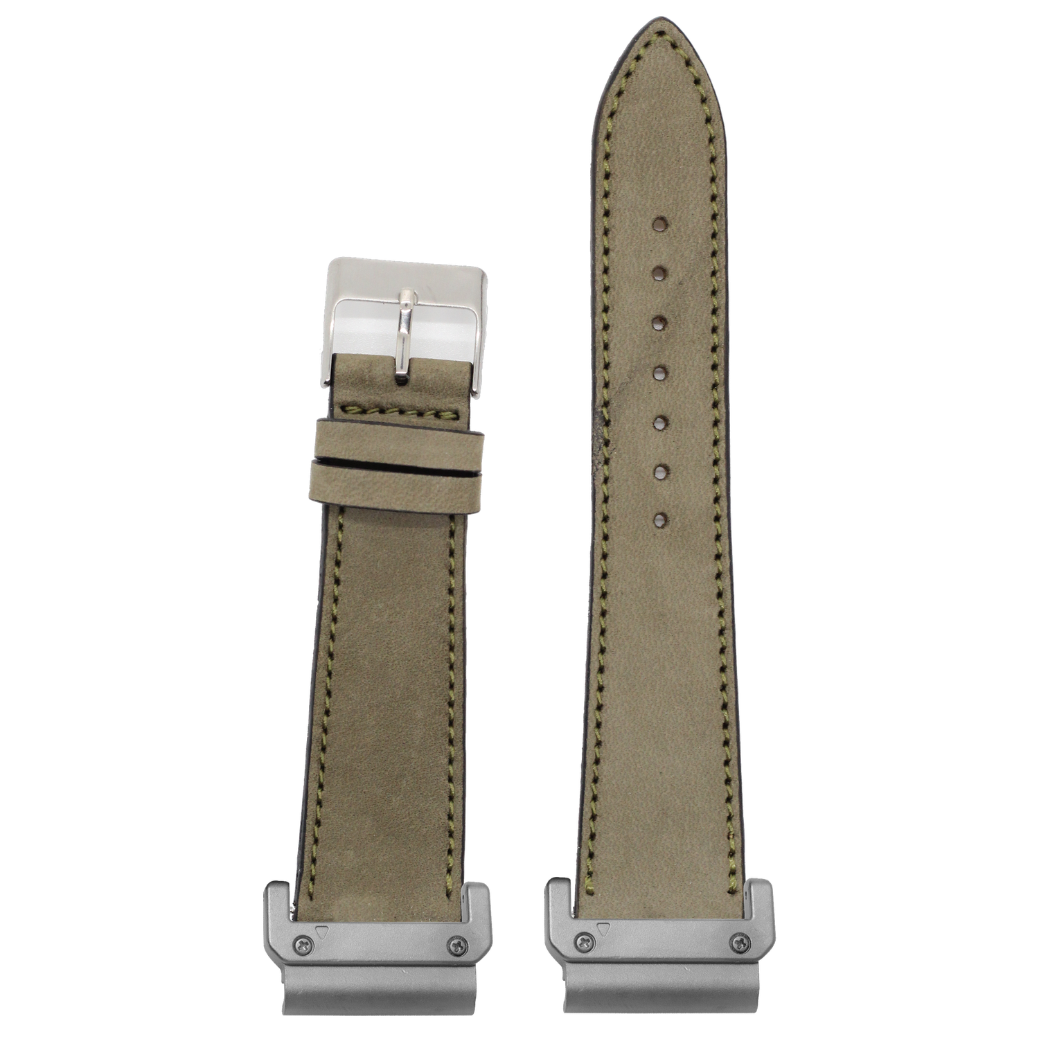 Nubuck Leather Olive Green strap with QuickFit adapters attached to both ends