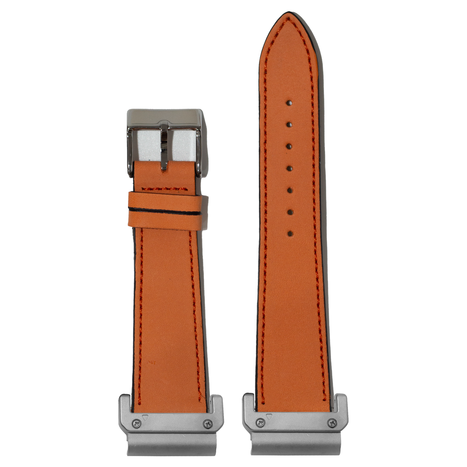 Nubuck Leather Sunburst Orange strap with QuickFit adapters attached to both ends