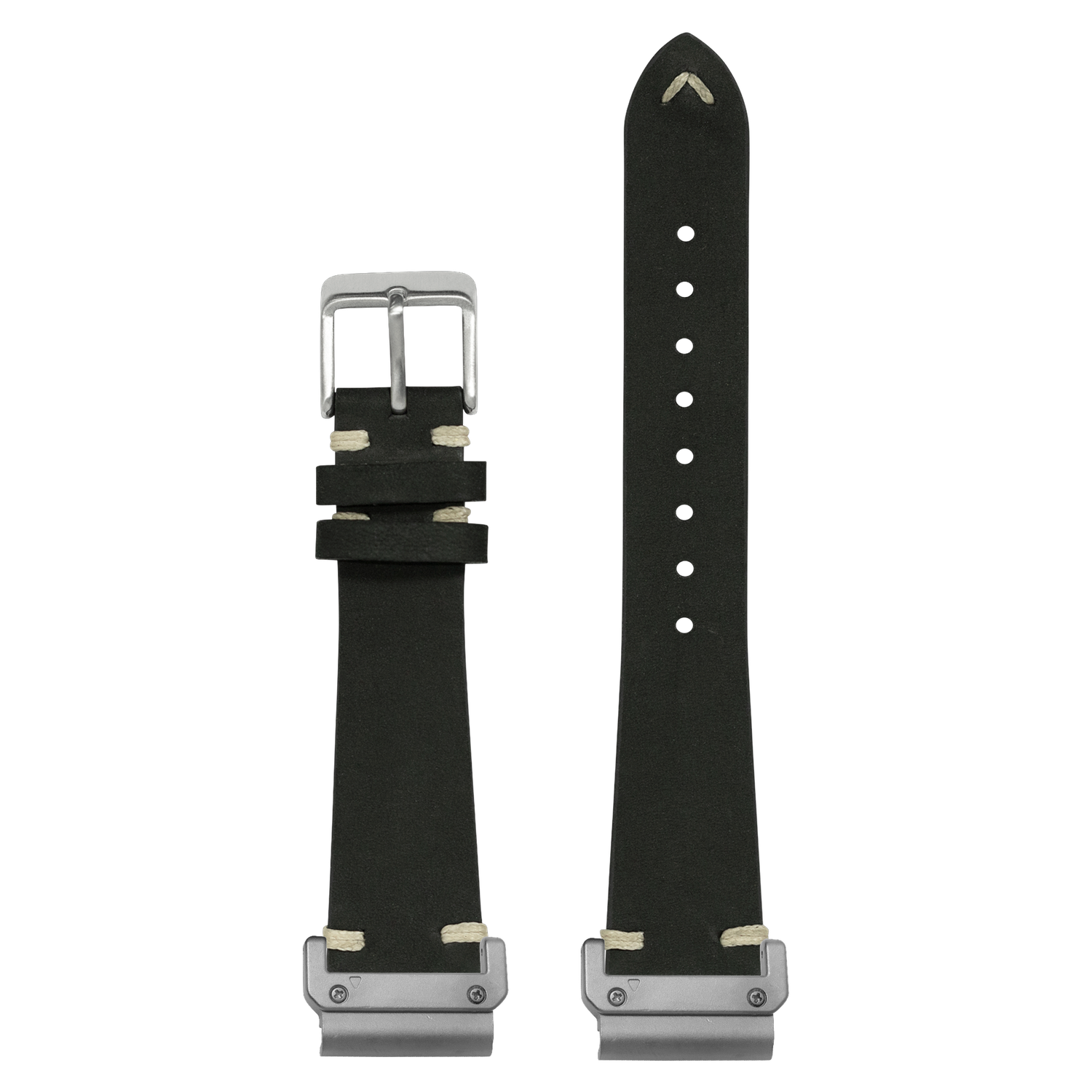 Vintage Knotted Nubuck Leather Black strap with QuickFit adapters attached to both ends