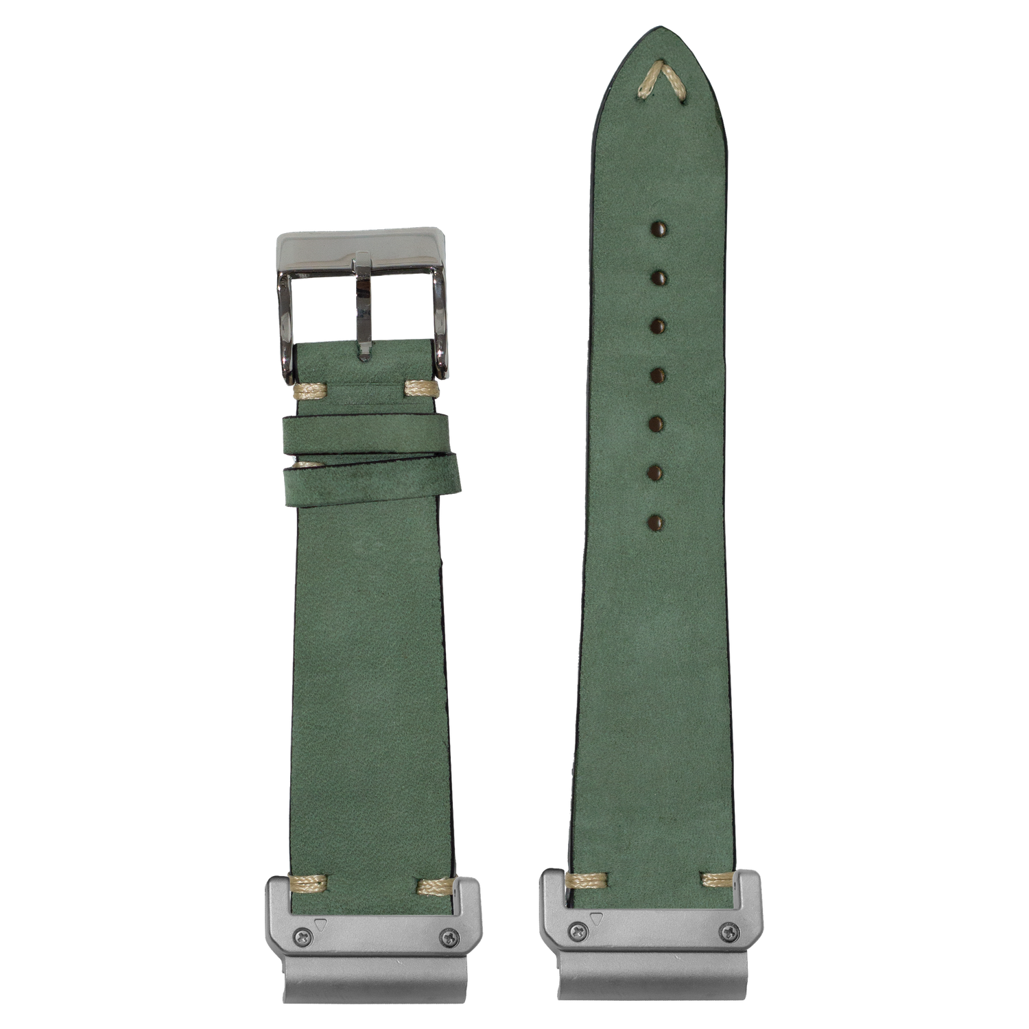 Vintage Knotted Nubuck Leather Mint Green strap with QuickFit adapters attached to both ends