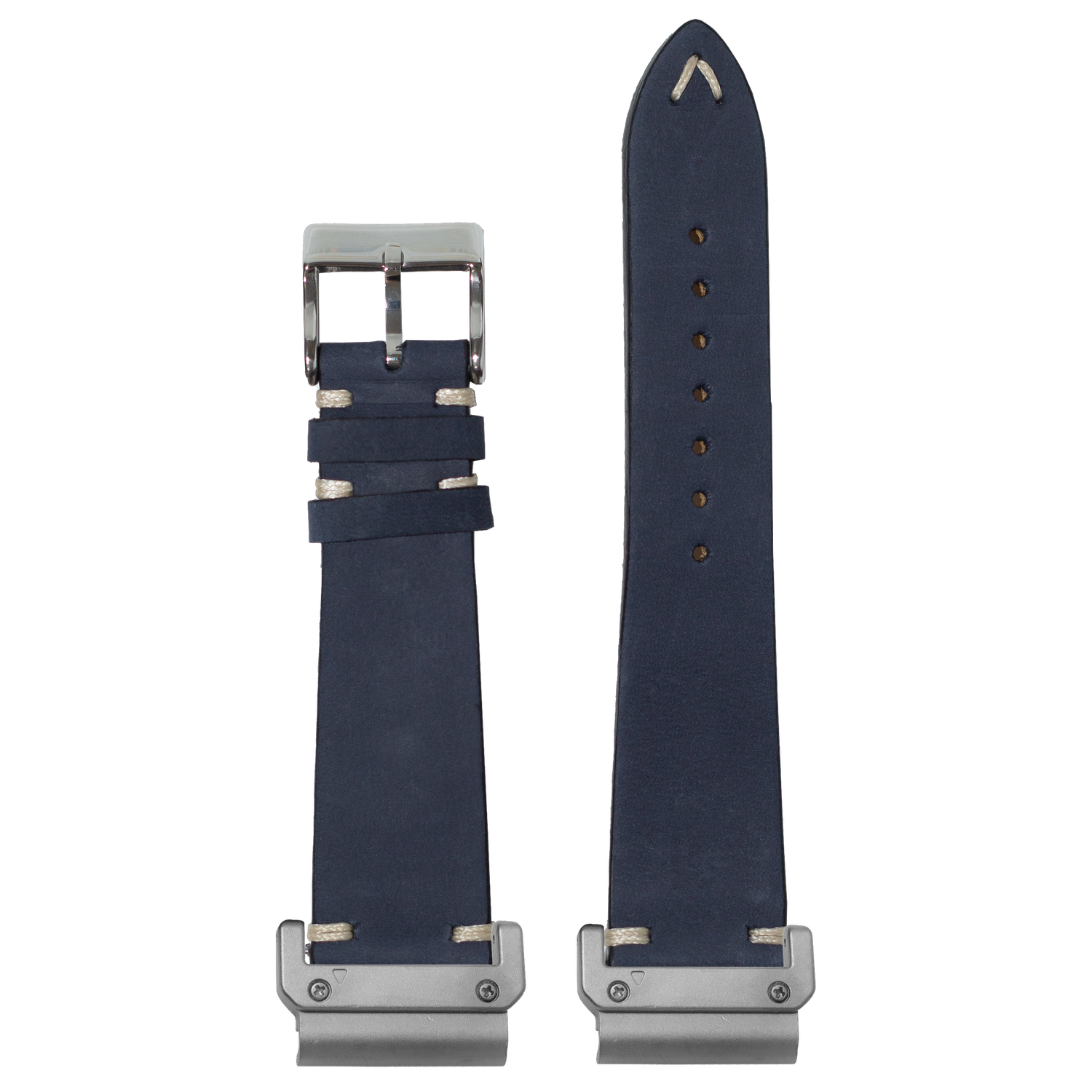 Vintage Knotted Nubuck Leather Navy Blue strap with QuickFit adapters attached to both ends