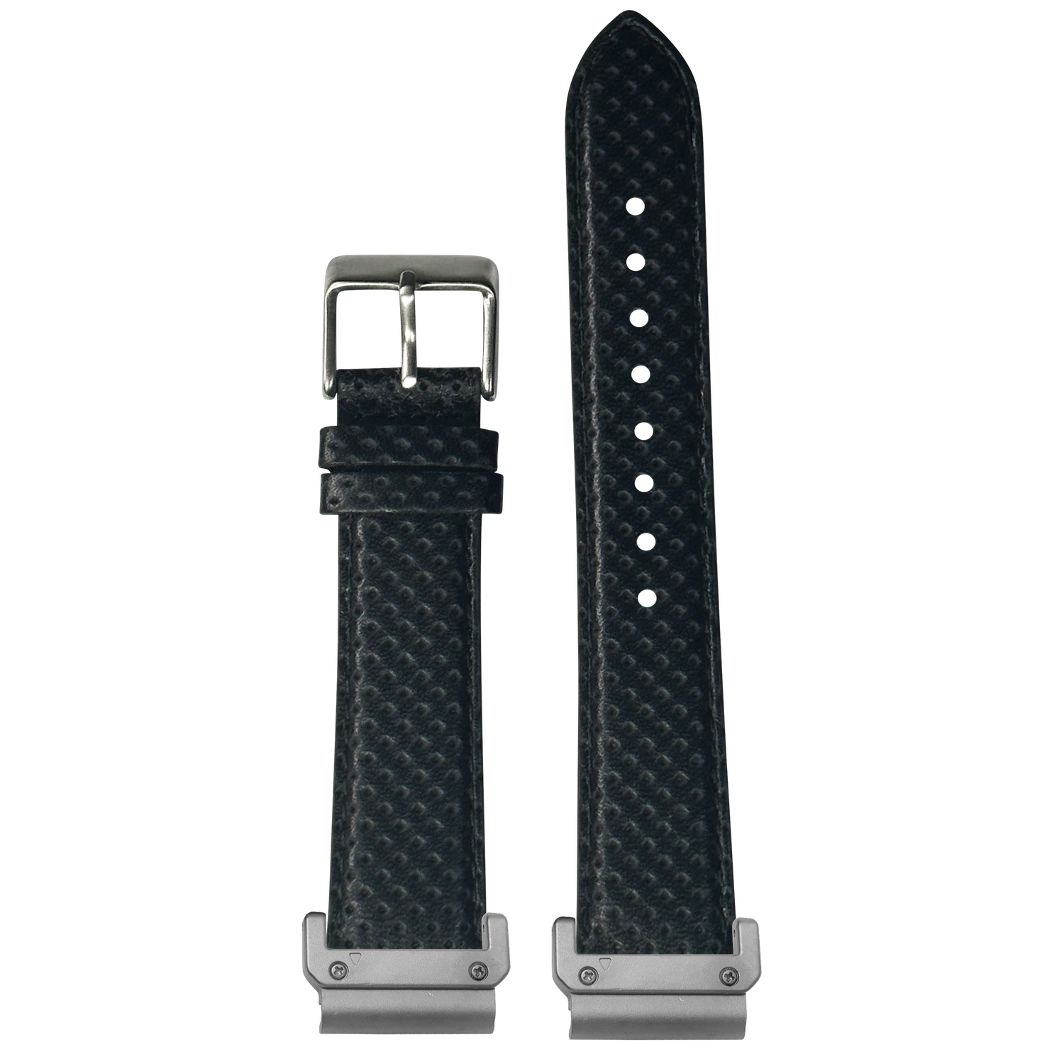 Perforated Racing Leather Straps Black with QuickFit adapters attached to both ends