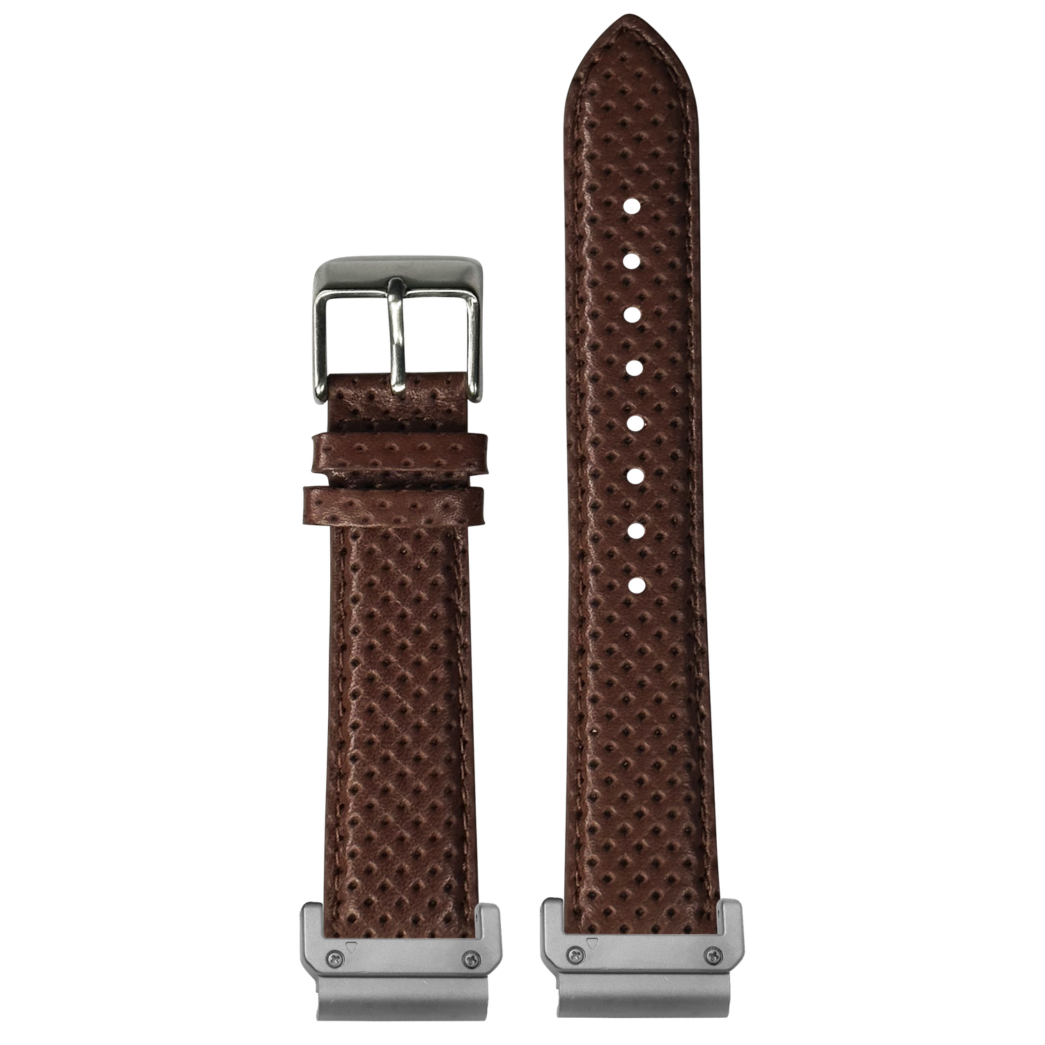 Perforated Racing Leather Straps Brown with QuickFit adapters attached to both ends