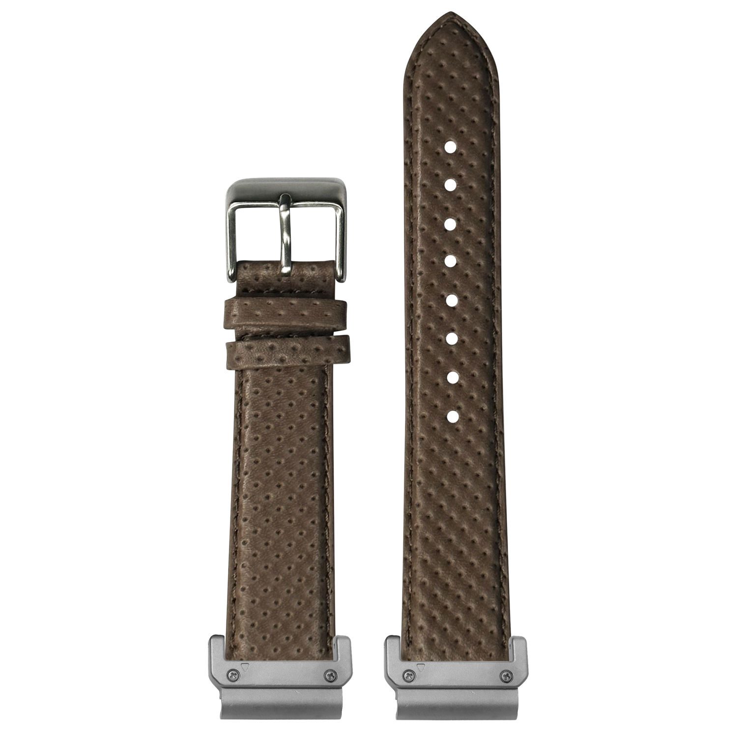 Perforated Racing Leather Straps Ivory Brown with QuickFit adapters attached to both ends