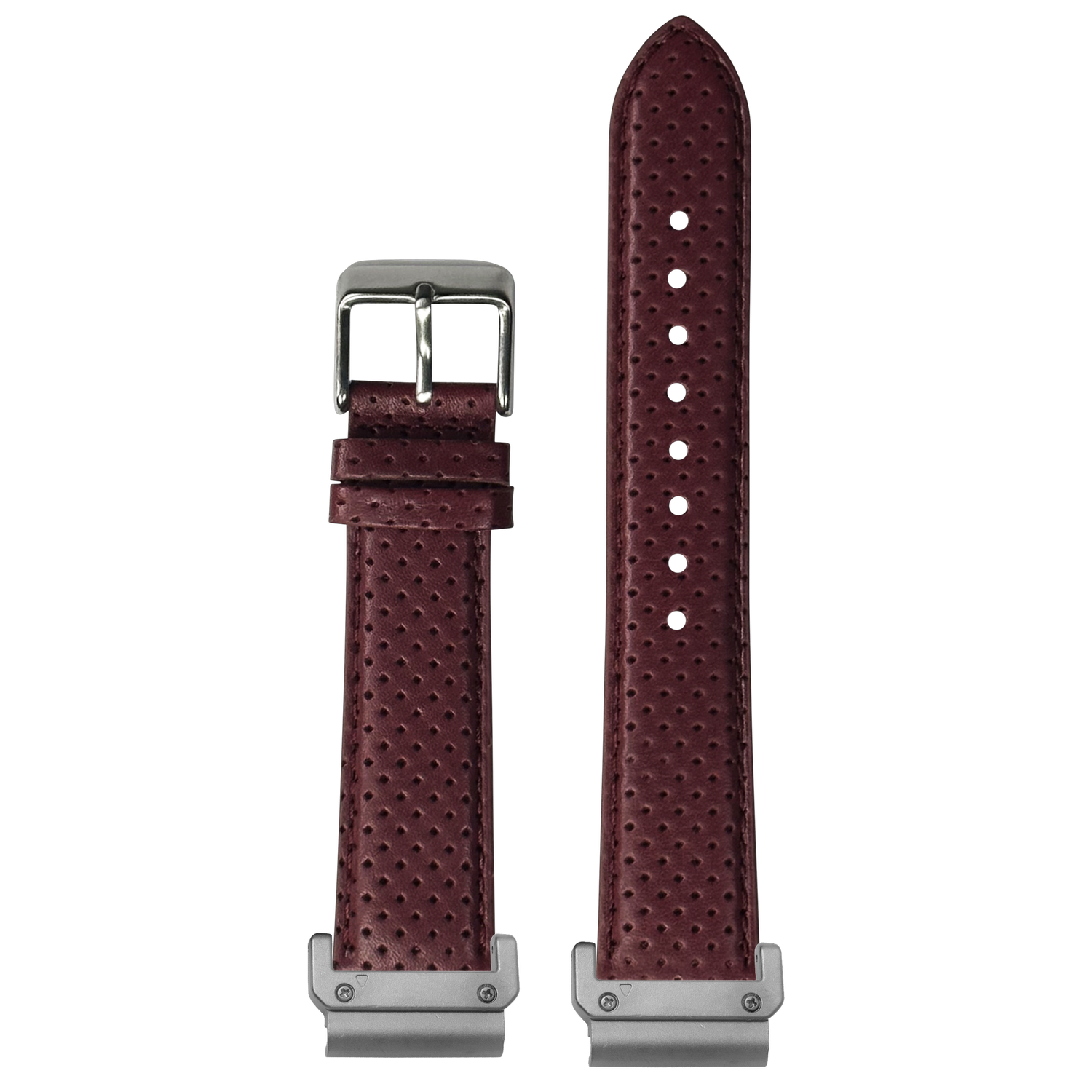 Perforated Racing Leather Straps Maroon with QuickFit adapters attached to both ends