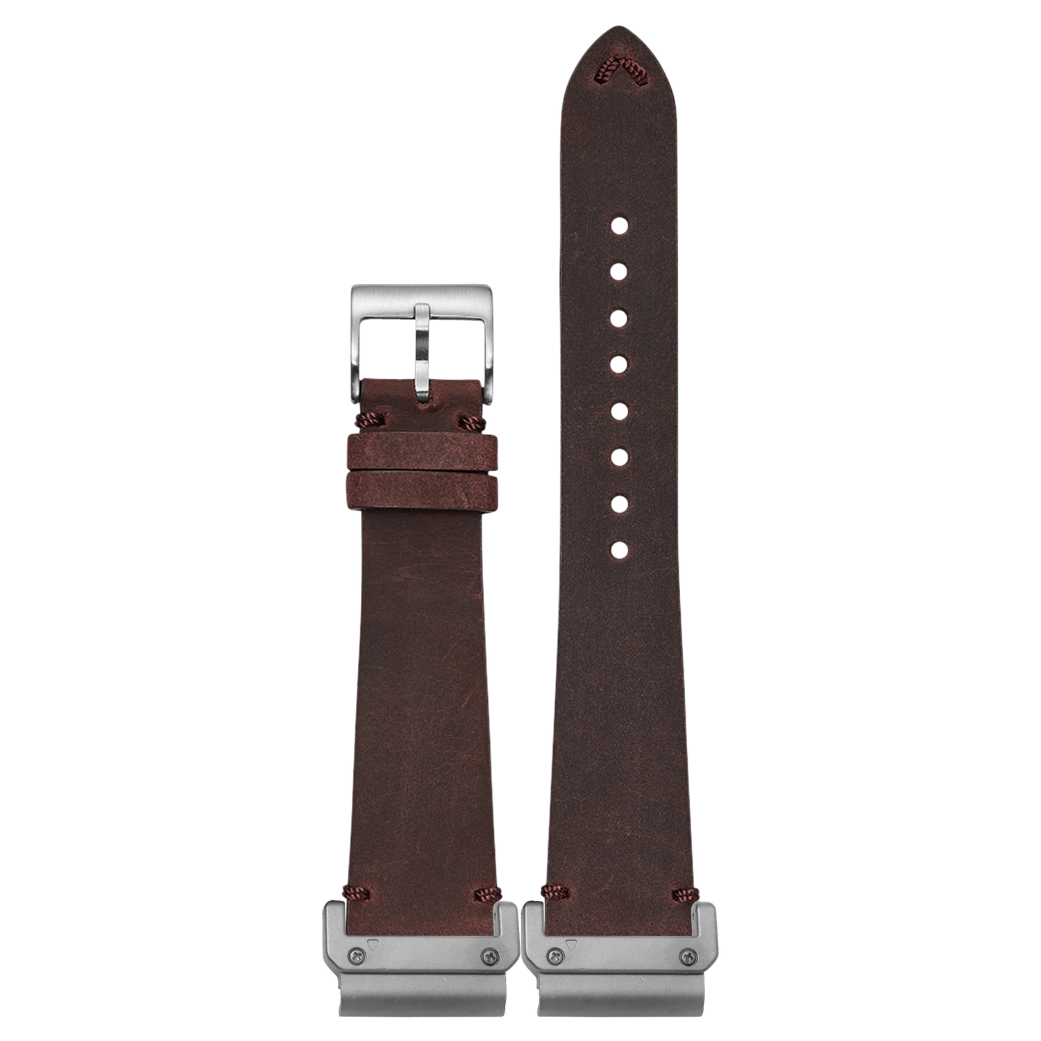 Vintage Crazy Horse Leather Dark Red strap with QuickFit adapters attached to both ends