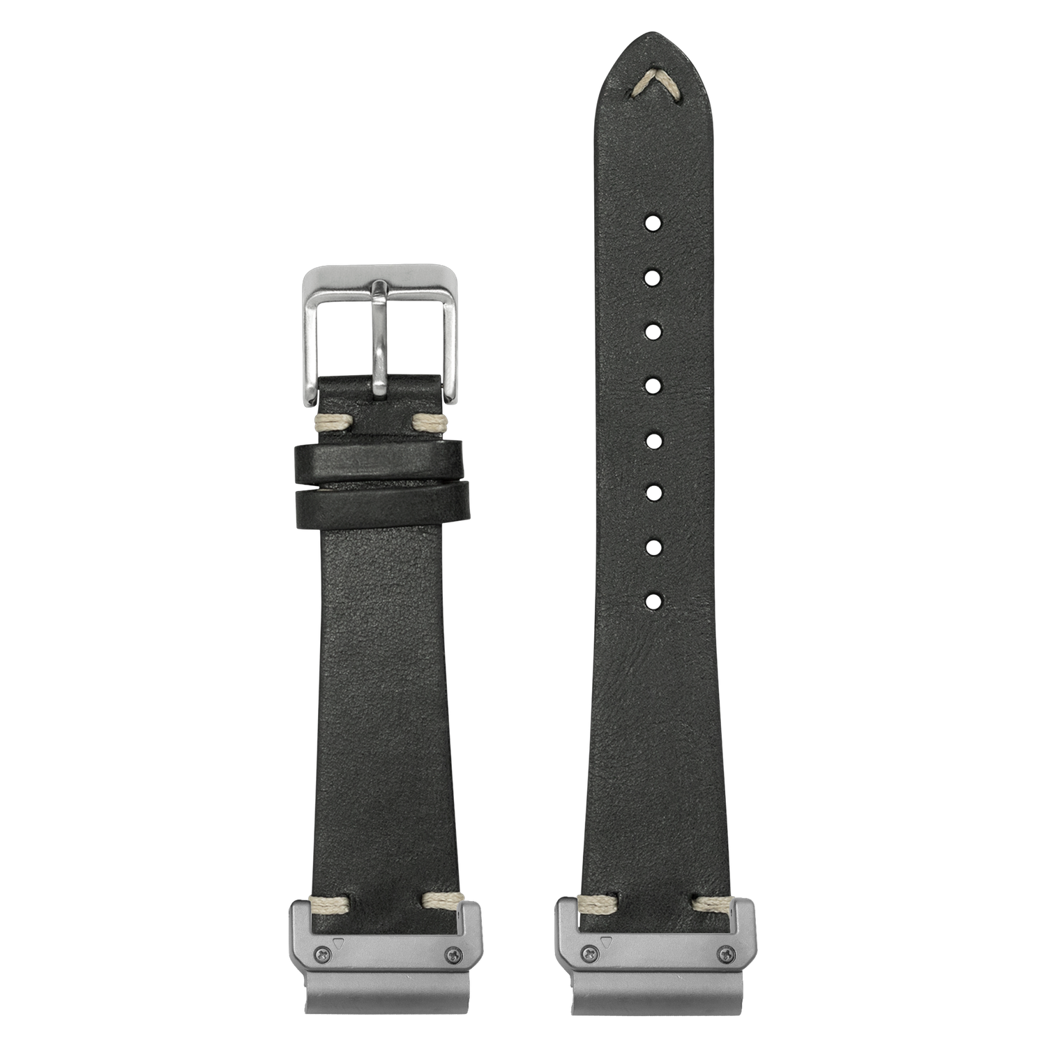 Vintage Knotted Leather Black strap with QuickFit adapters attached to both ends