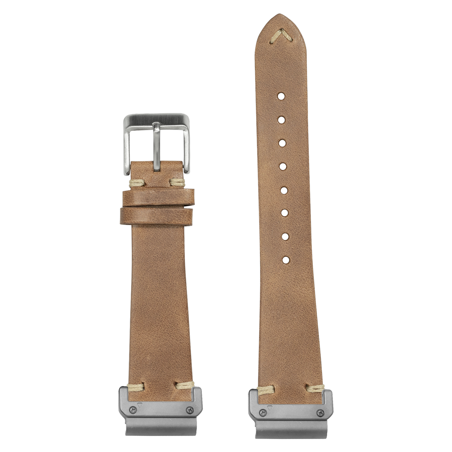 Vintage Knotted Leather Brown strap with QuickFit adapters attached to both ends