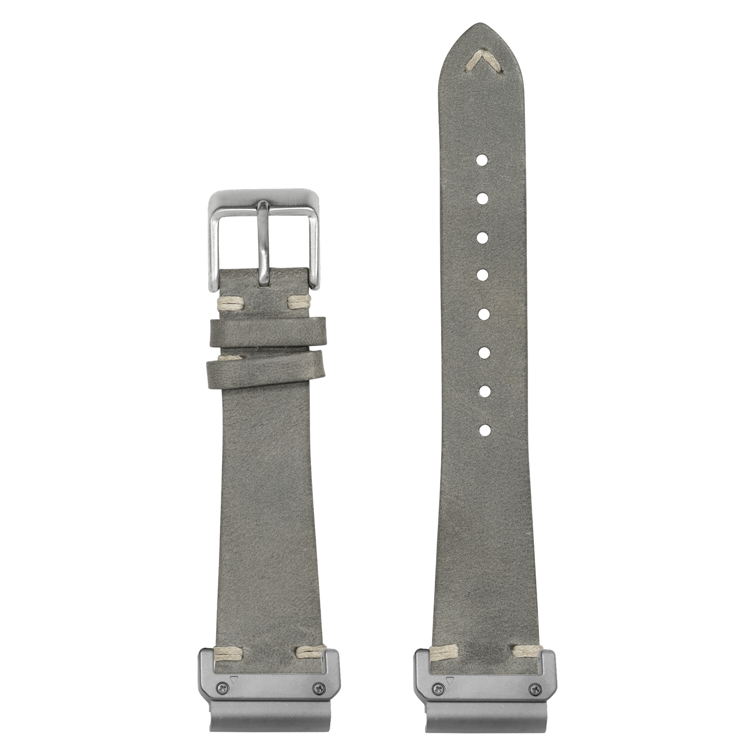 Vintage Knotted Leather Grey strap with QuickFit adapters attached to both ends