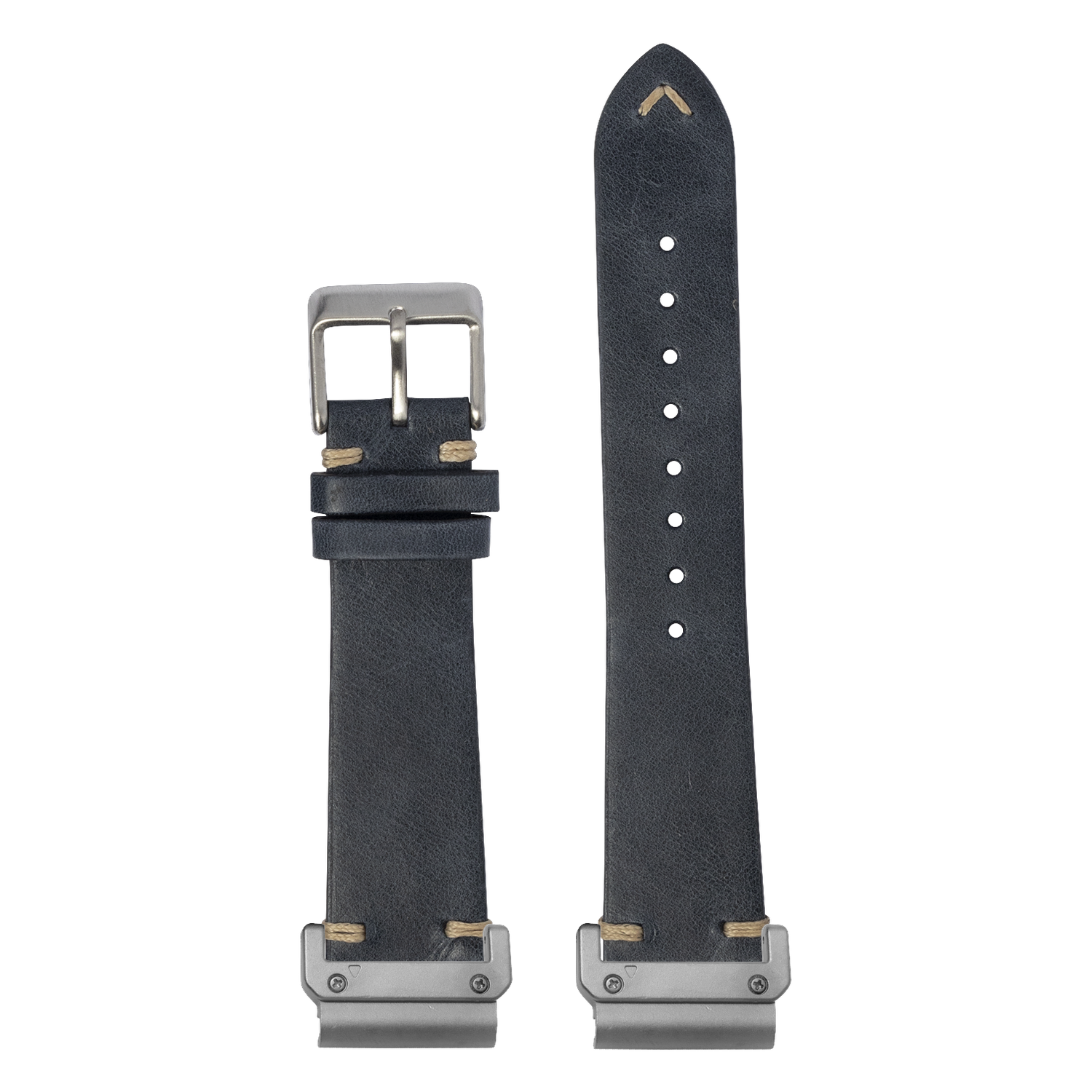 Vintage Knotted Leather Navy Blue strap with QuickFit adapters attached to both ends