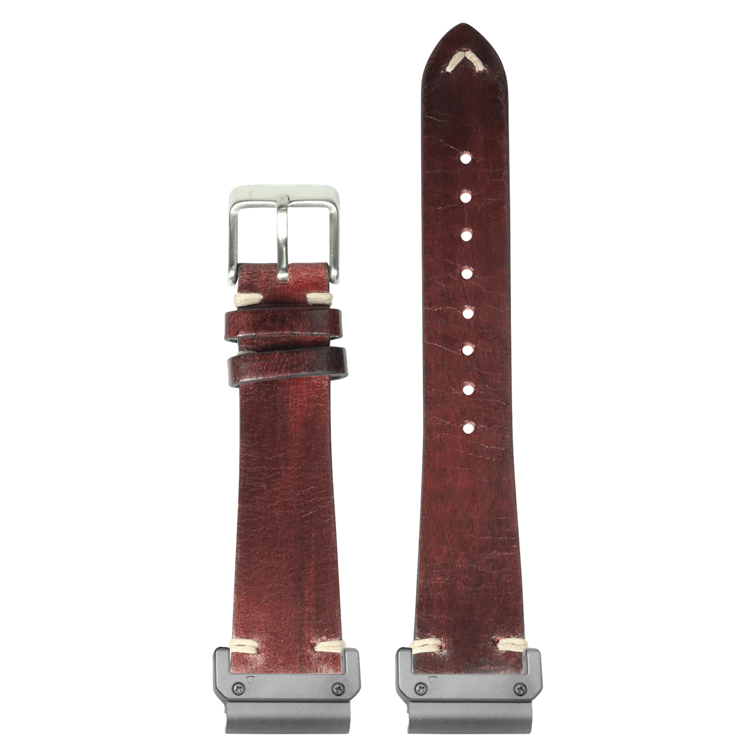 Vintage Knotted Leather Smoked Dark Brown strap with QuickFit adapters attached to both ends