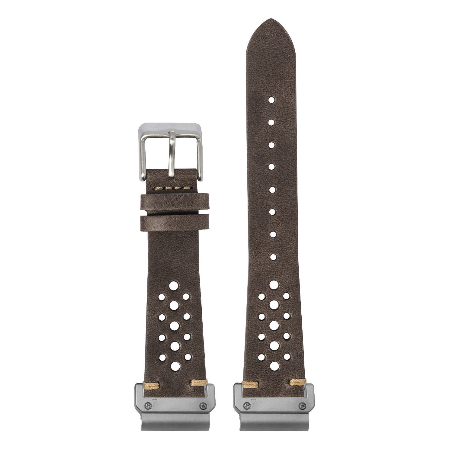 Watch strap with QuickFit 20mm adapters attached to both ends - flat lay