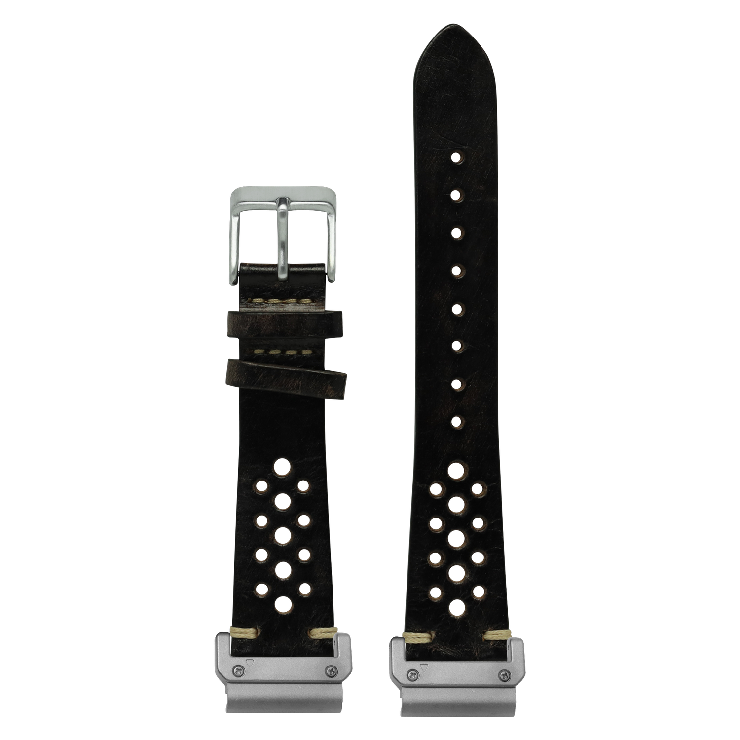 Watch strap with QuickFit 20mm adapters attached to both ends - flat lay