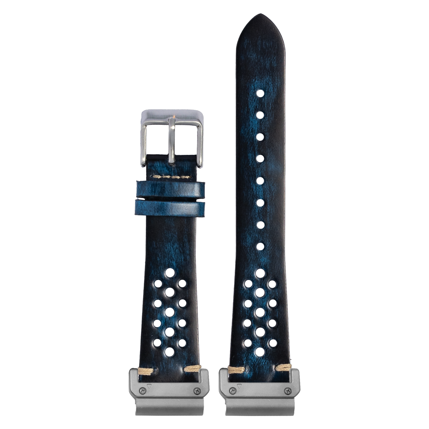 Watch strap with QuickFit 20mm adapters attached to both ends - flat lay