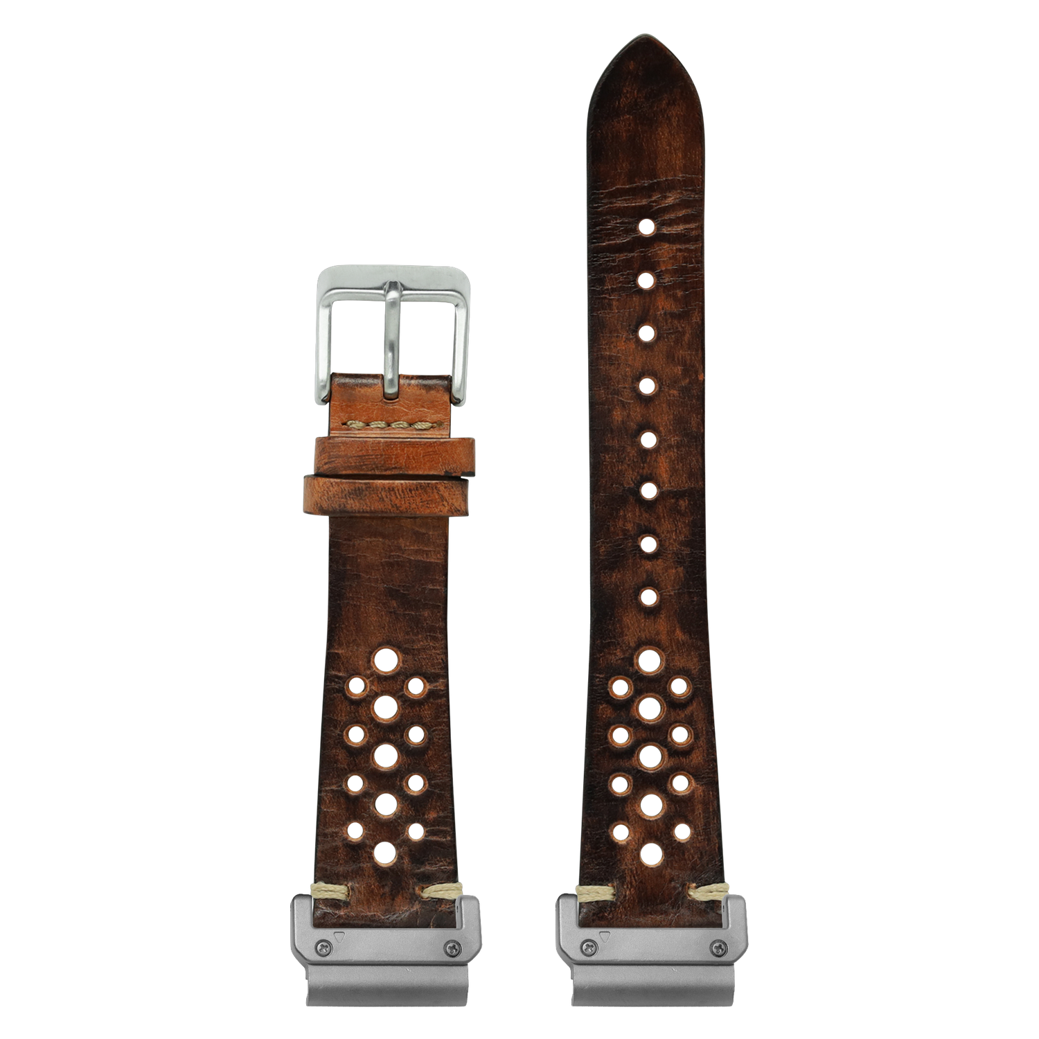 Watch strap with QuickFit 20mm adapters attached to both ends - flat lay