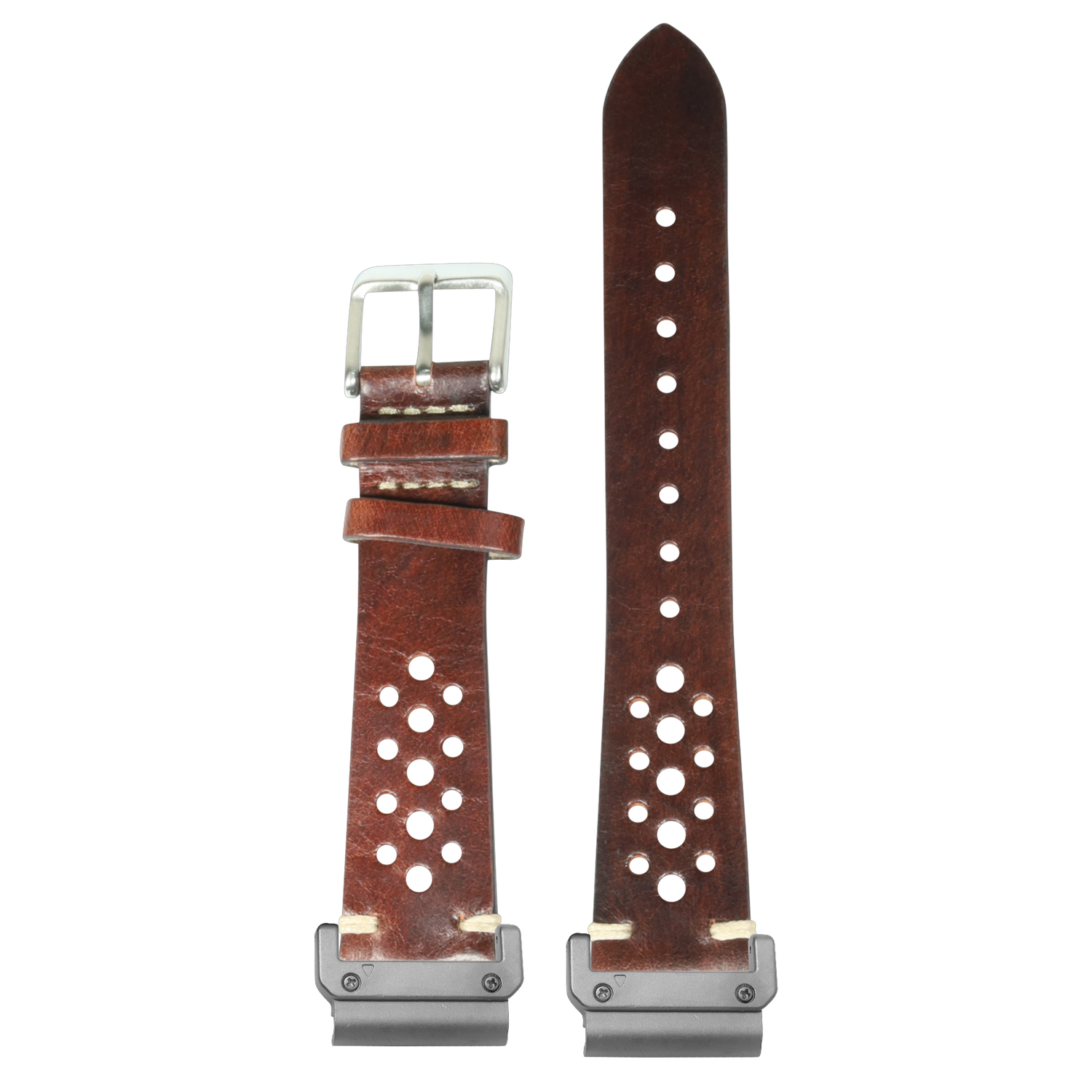Watch strap with QuickFit 20mm adapters attached to both ends - flat lay
