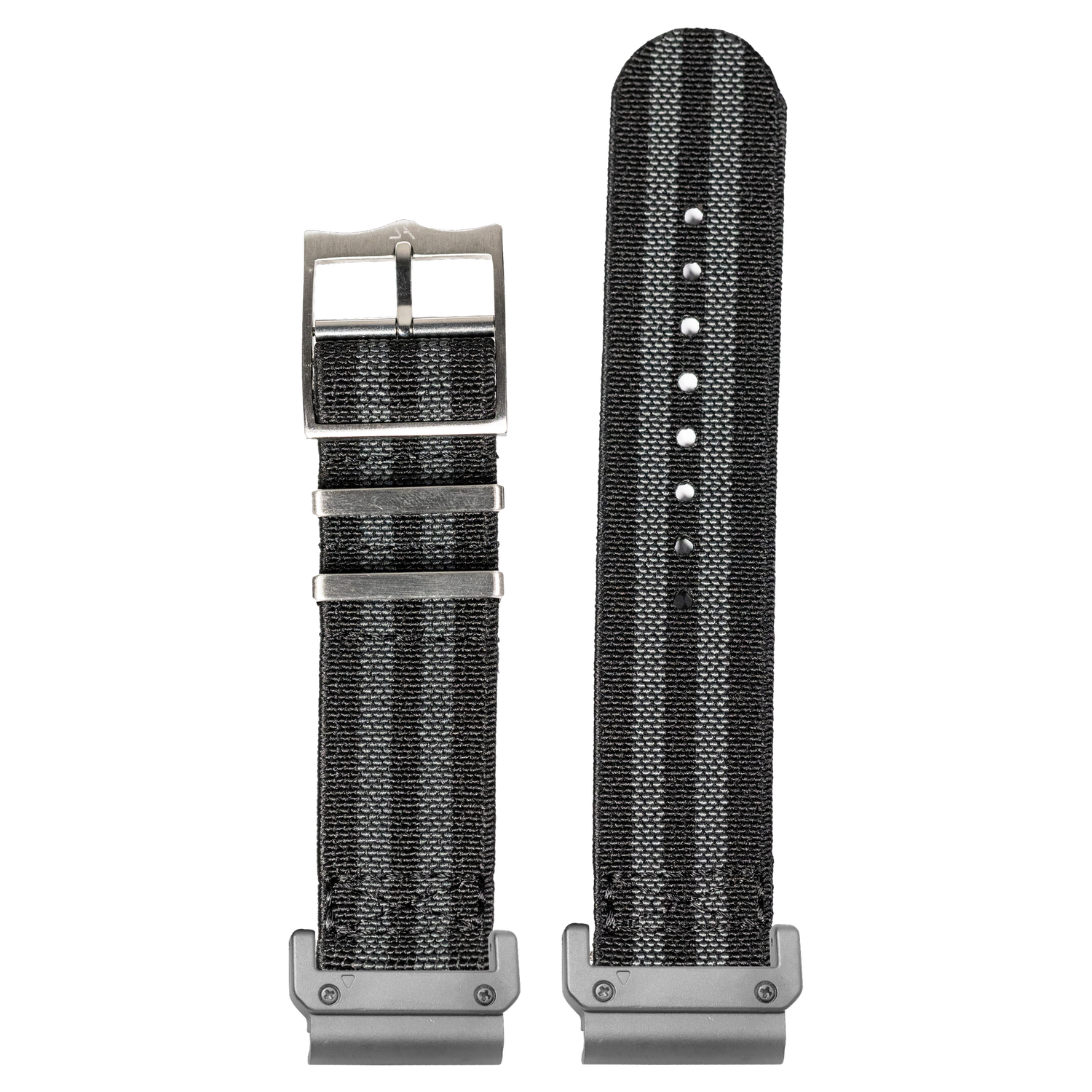 Watch strap with QuickFit 20mm adapters attached to both ends - flat lay