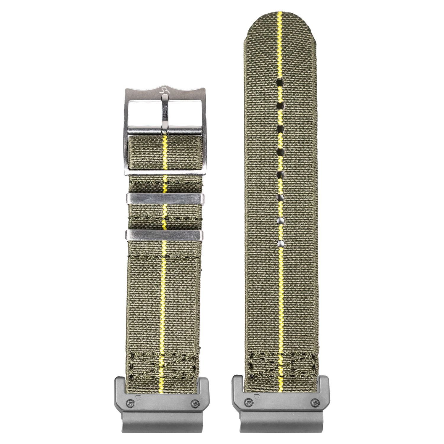 ElastoFlex Green Yellow strap with QuickFit adapters attached to both ends