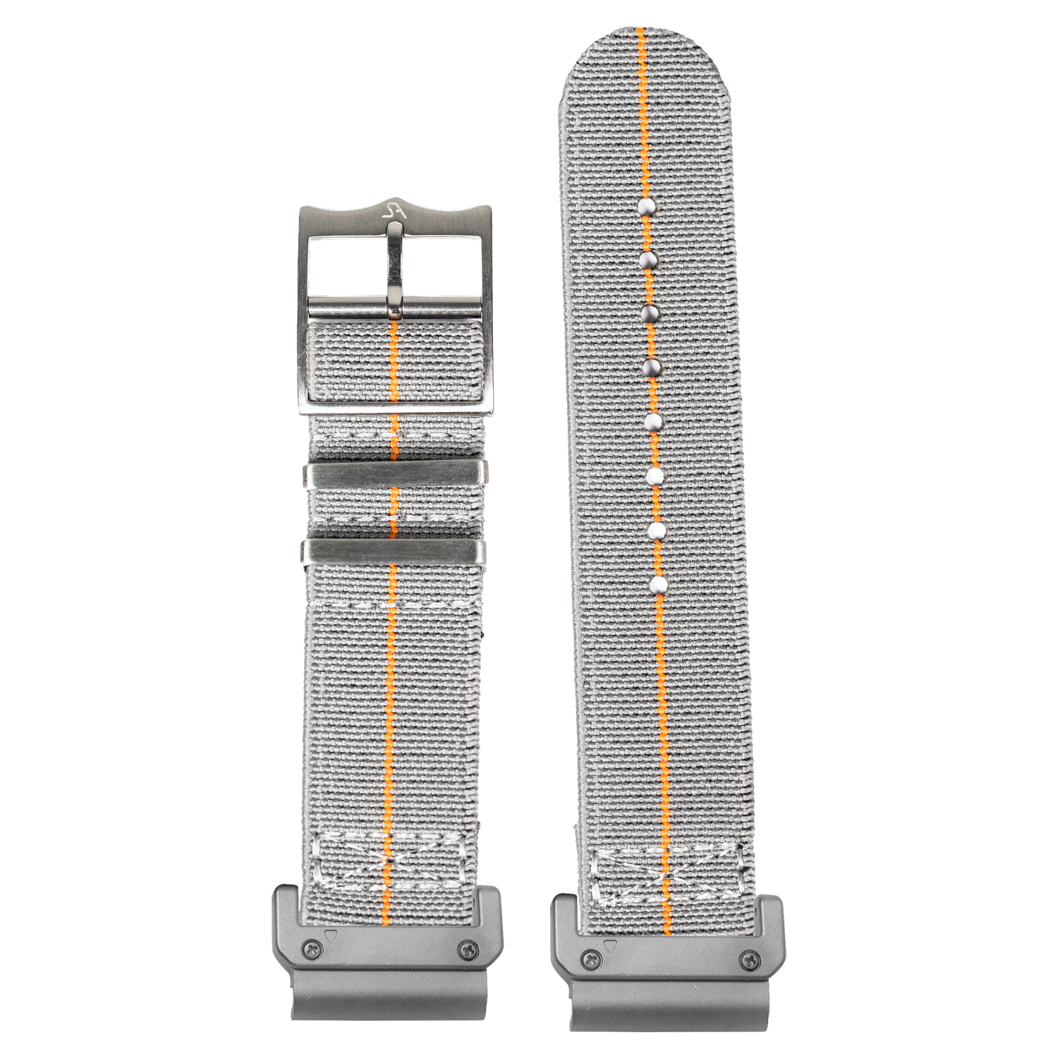 ElastoFlex Grey Orange strap with QuickFit adapters attached to both ends