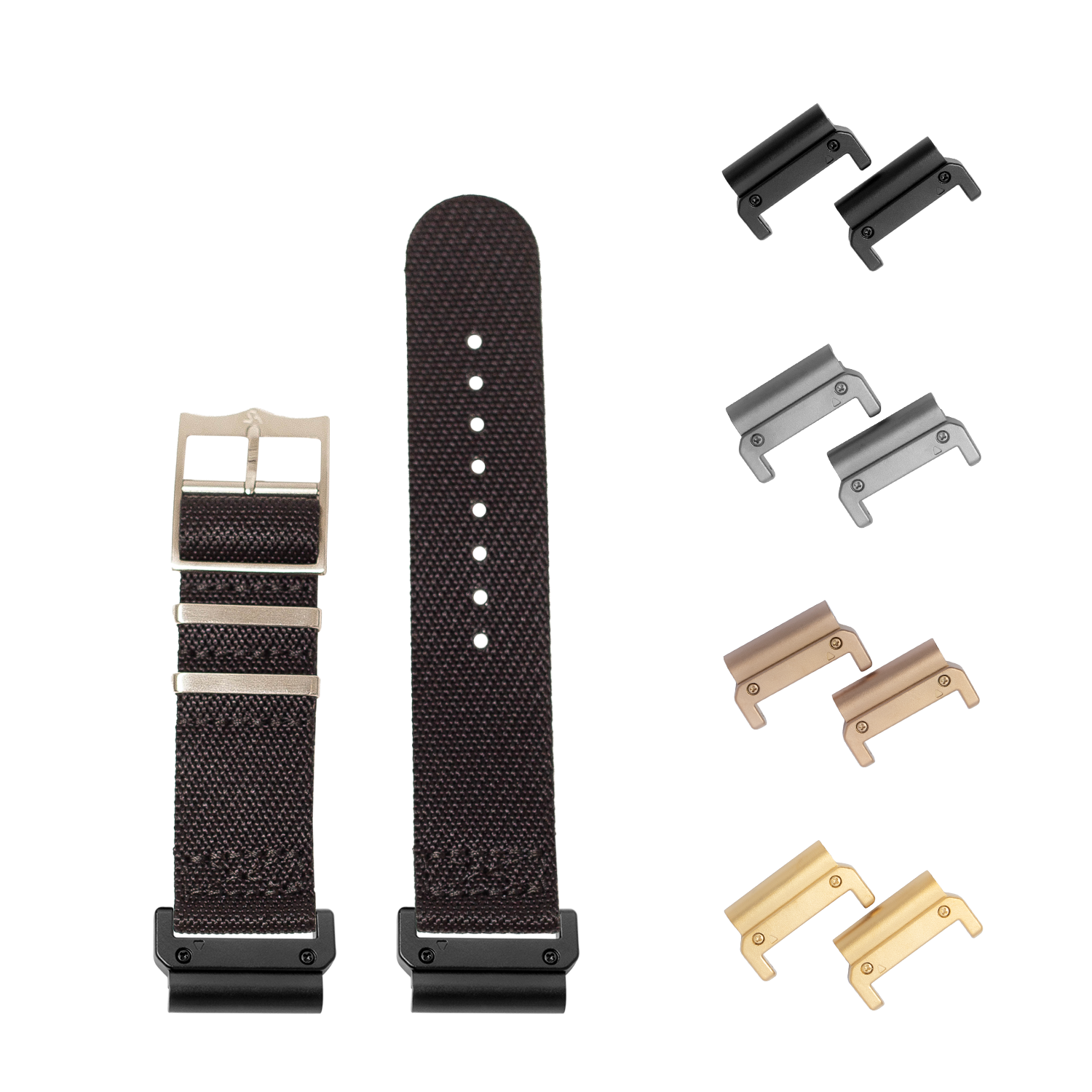 QuickFit Cross Militex black 26mm watch band with interchangeable lugs in multiple finishes